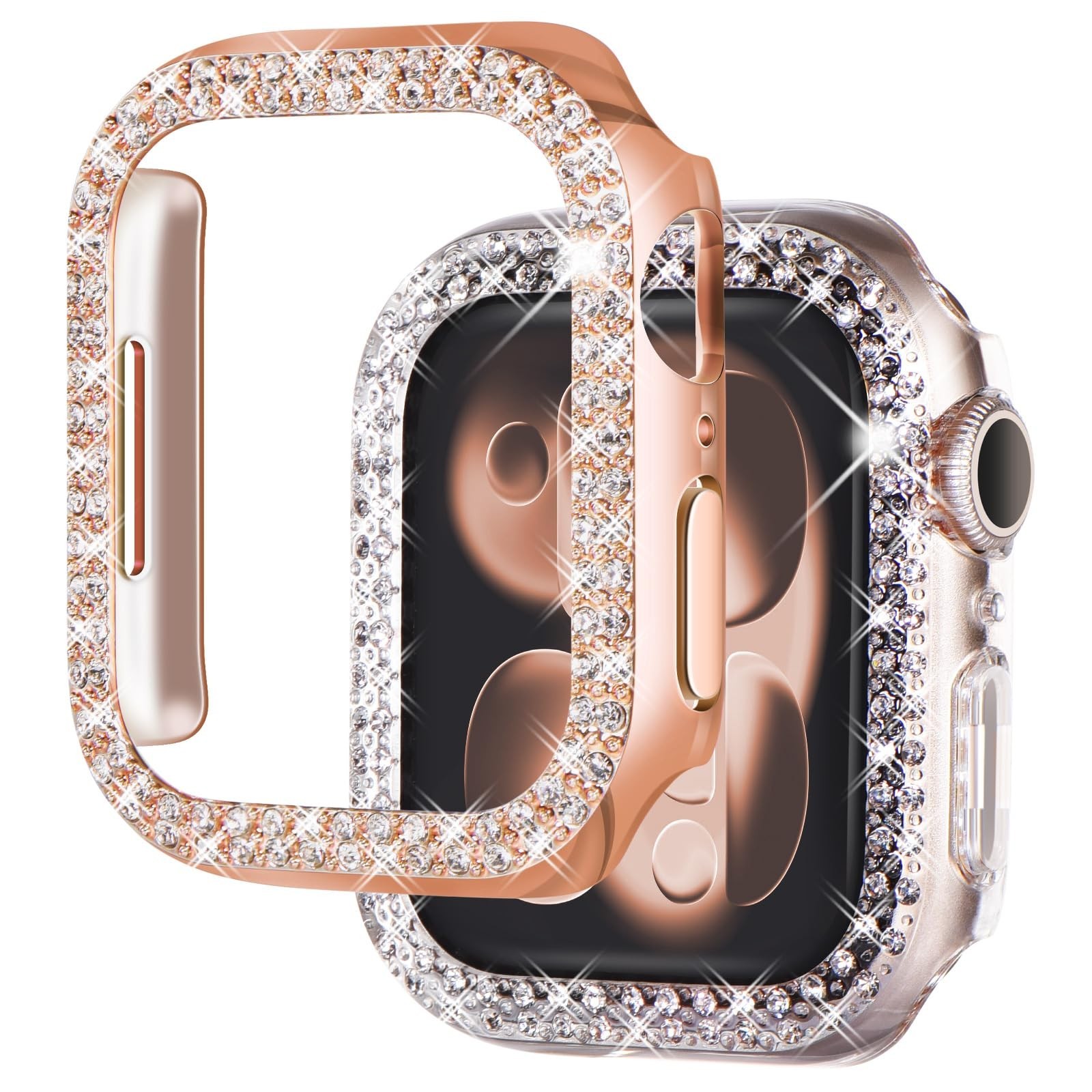 NewWays 2-Pack Luxury Bling Case for Apple Watch Series 7 8 9 41mm, Double Ro...