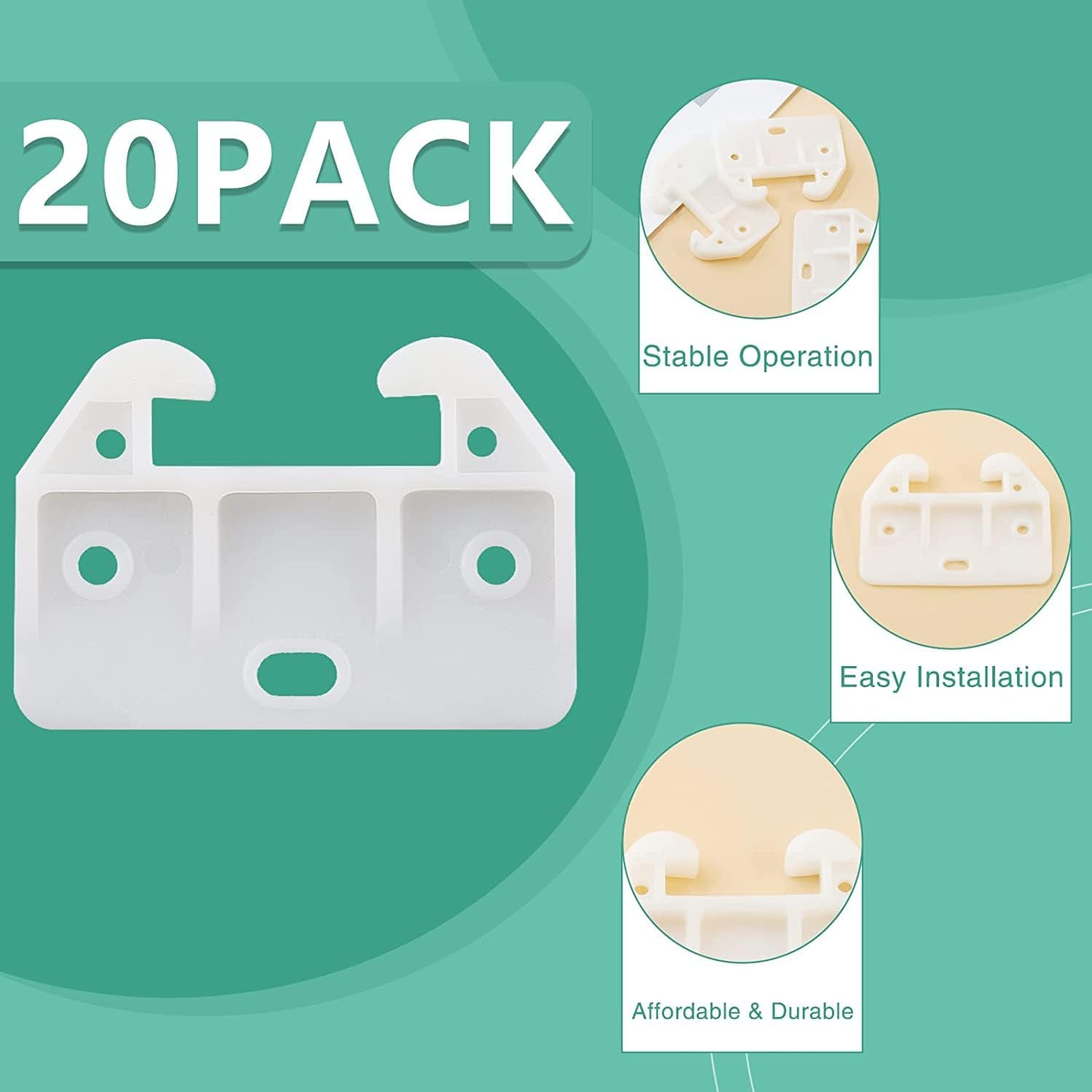 20 Pieces White Plastic Drawer Guides Rear Drawer Replacement Guides Brackets D