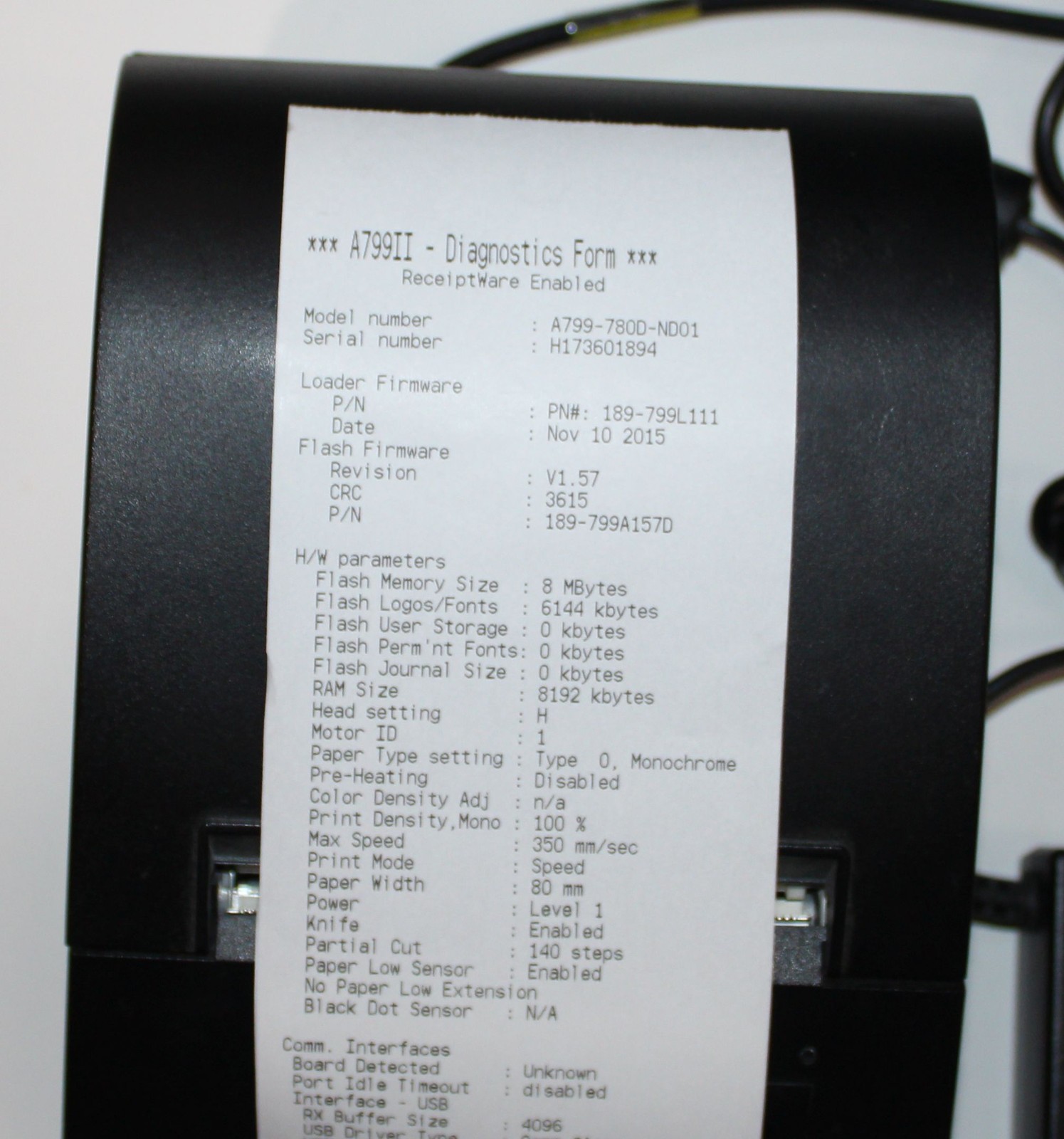 CognitiveTPG Thermal Receipt Printer Model A799-780D-ND01 - Tested