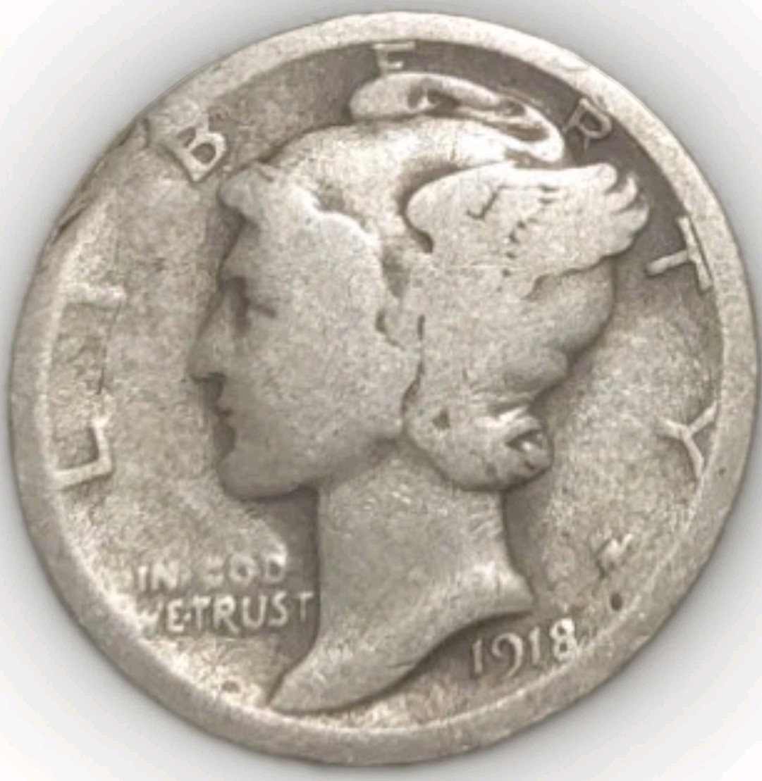 1918-P Mercury 90% Silver Dime Average Circulated Free Post Tracking