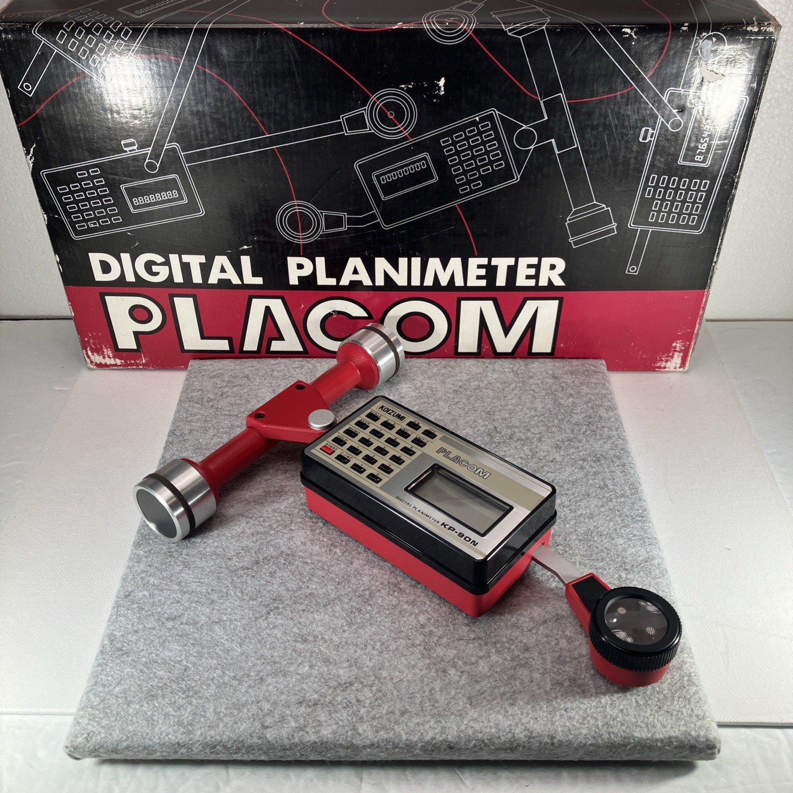 Placom Model: KP-90N Digital Planimeter W/Case, Charger, 2 Manuals & Box Ex Cond
