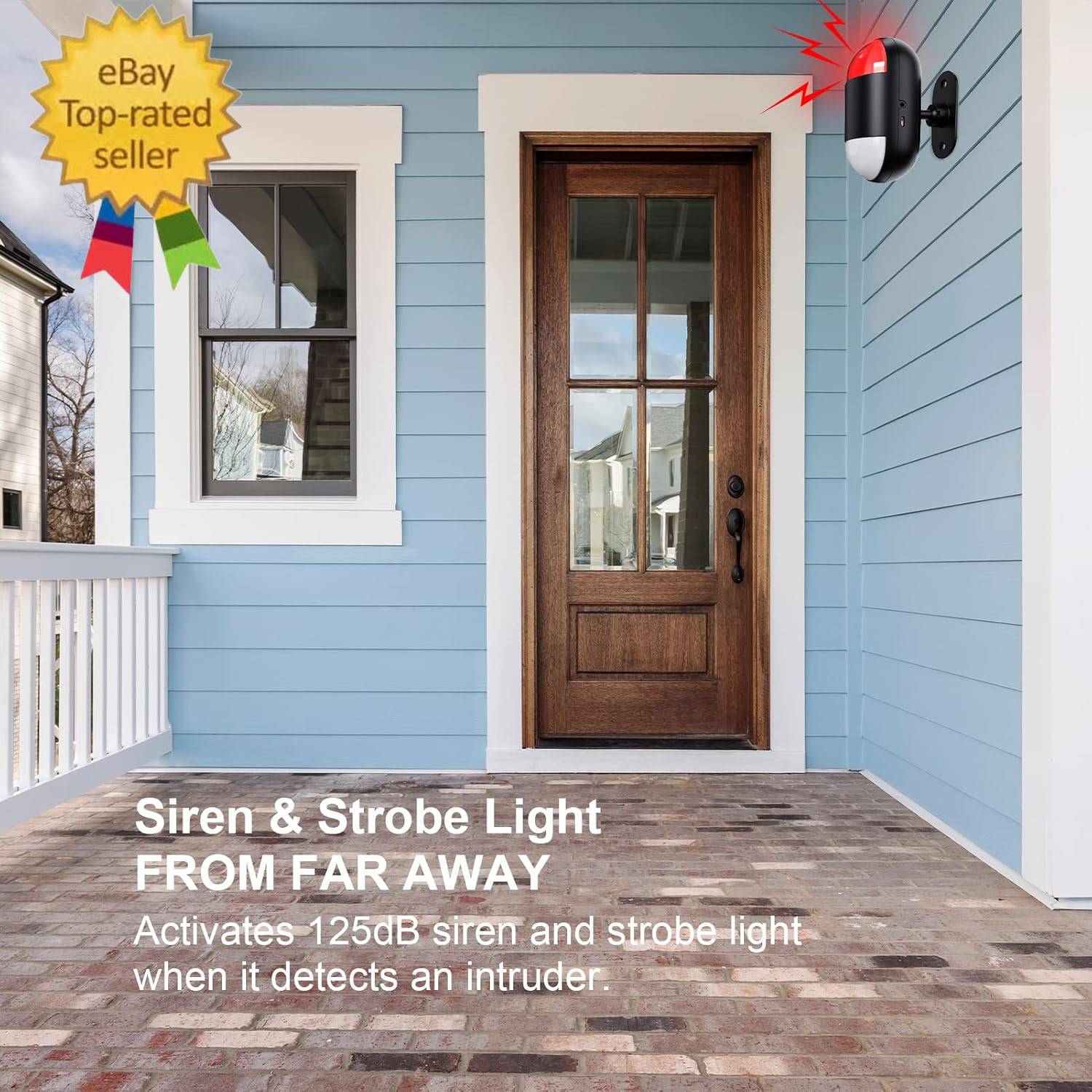 Wireless Motion Sensor Alarm Indoor:Battery Operated Detector with Siren | Motio