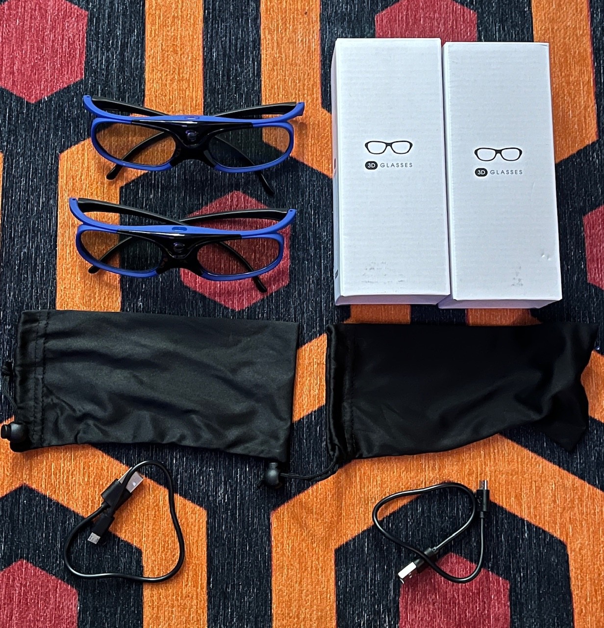 2 TOUMEI 3D Glasses Active Shutter DLP Link Rechargeable Eyewear 3-D