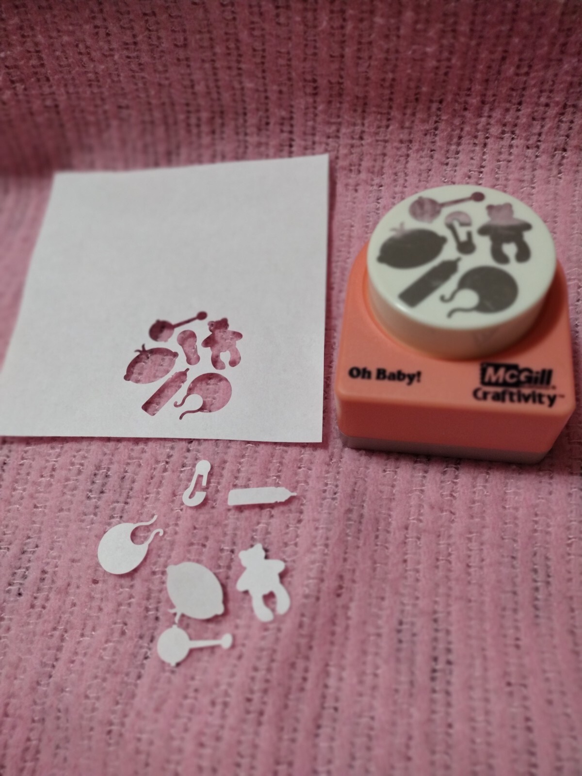 OH BABY! Paper Punch McGill Craftivity Rattle Bib Bear Pin Bottle Confetti