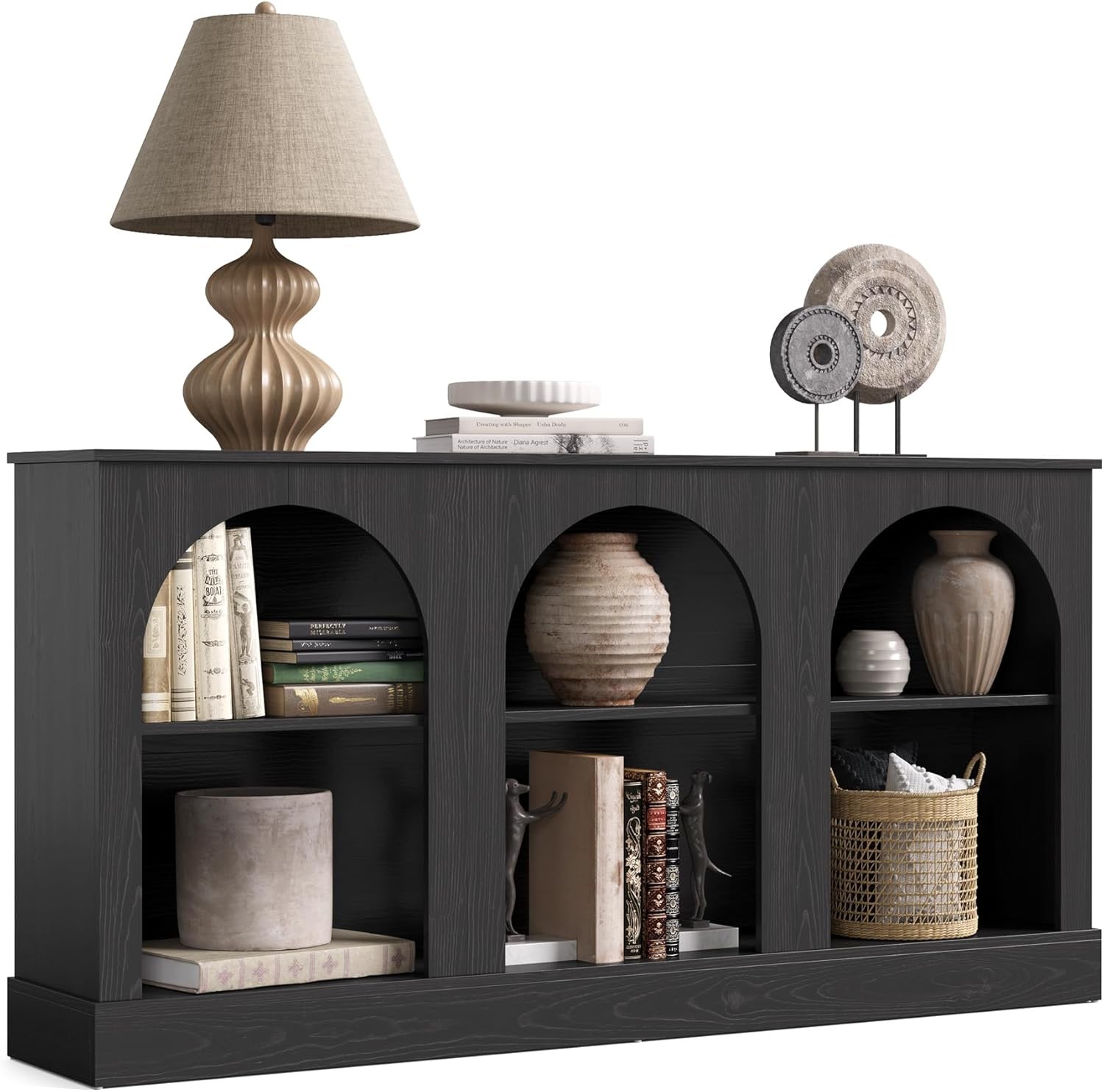 63" Modern Console Sofa Table W/ 3-Tier Storage Wooden Rectangular Foyer Table