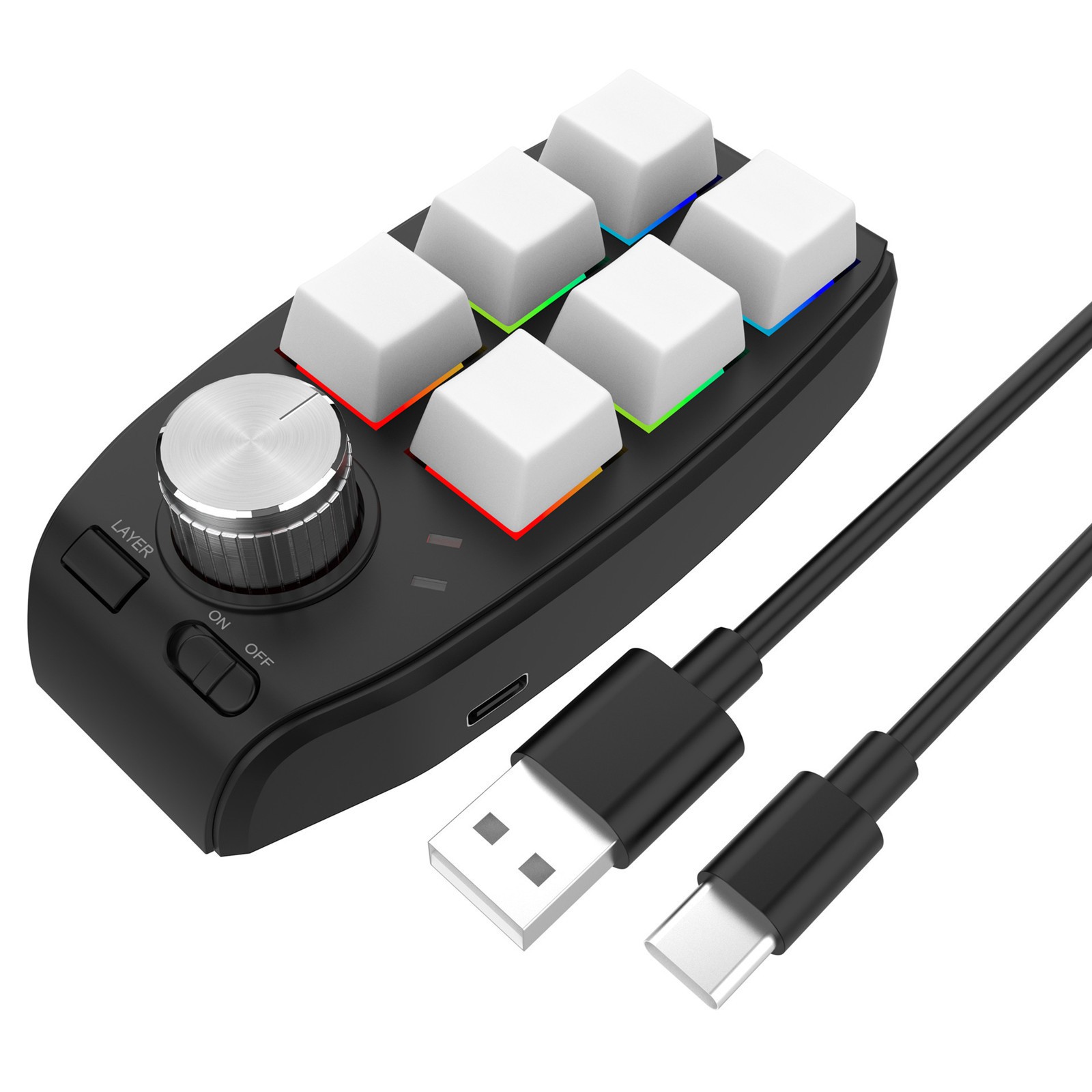Gaming Mini Programming Macro Keyboard RGB Custom Knob Keyboard 6 Keys 1 Knob r