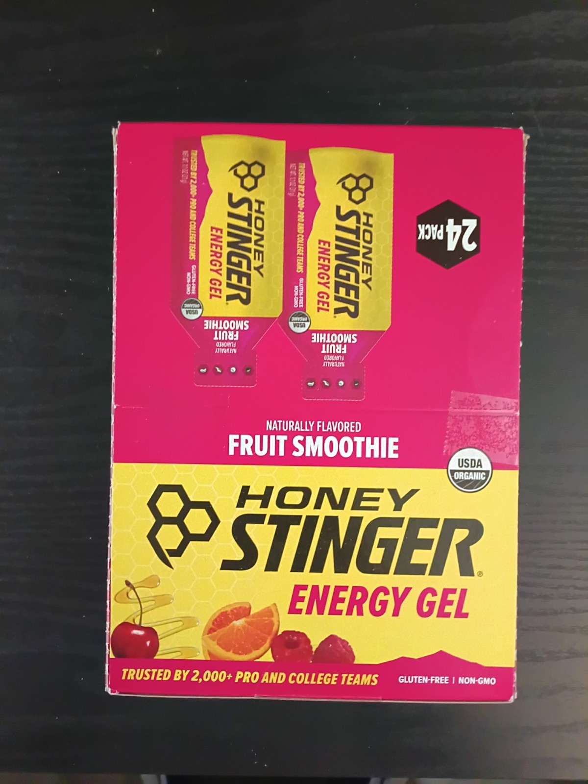 Honey Stinger Energy Gel Fruit Smoothie 24 Pack Organic Gluten-Free Non-GMO
