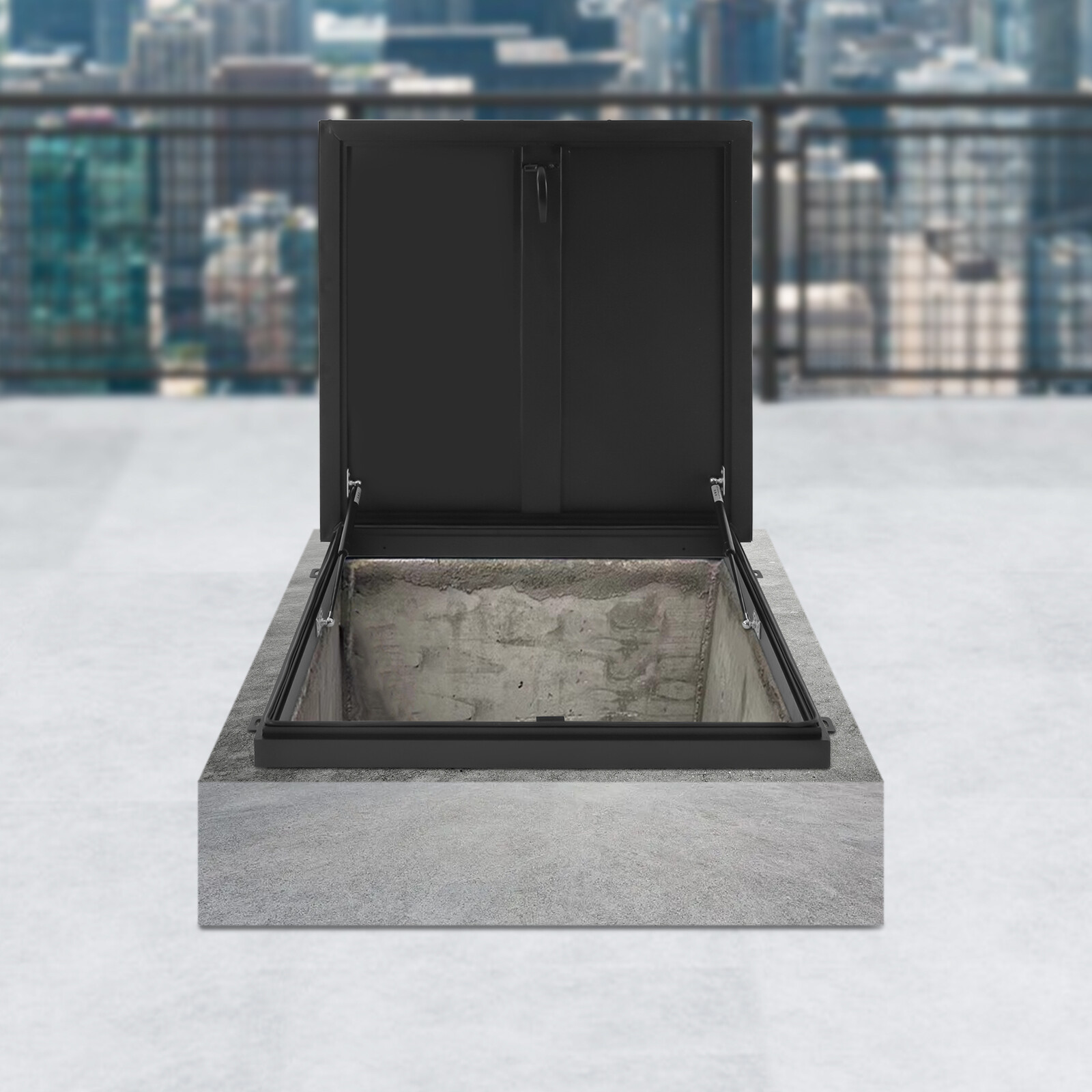Aluminum Alloy Roof Hatch 27.5*27.5in Roof Access Hatch Roof Security Door Black