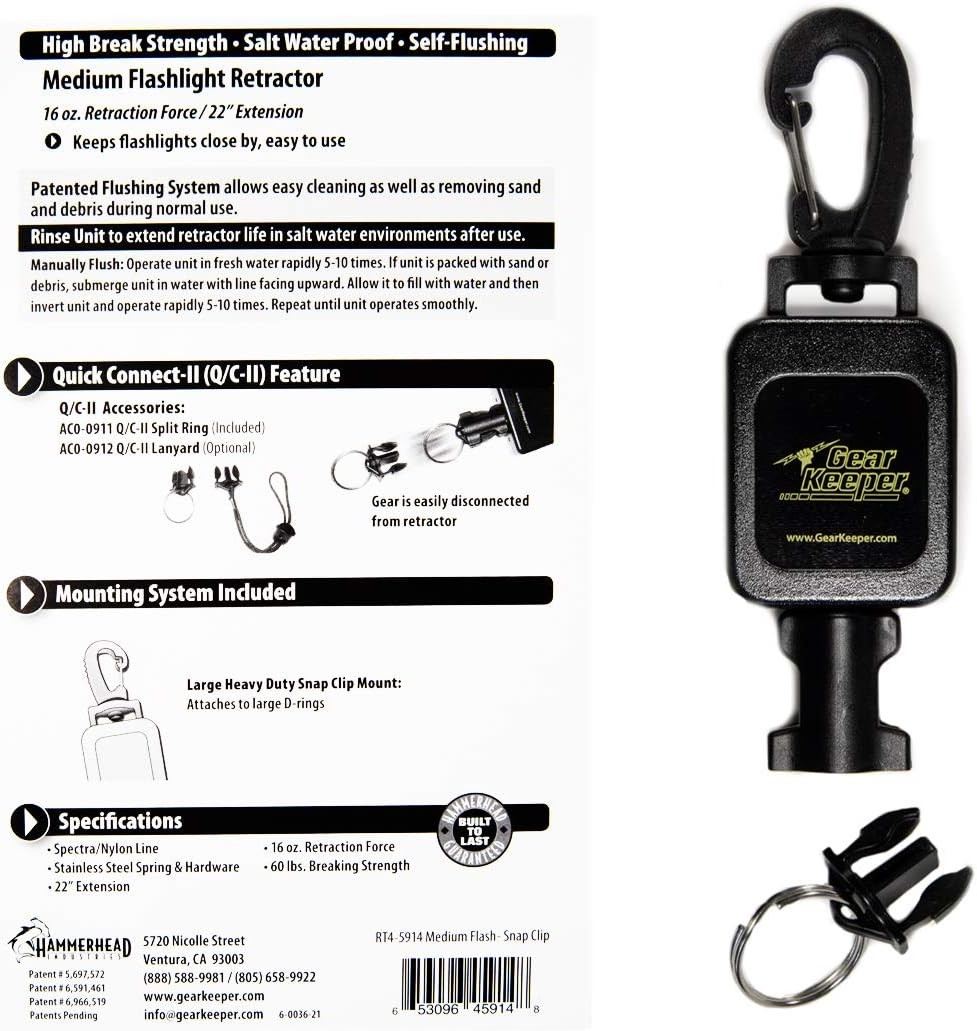 Gear Keeper Locking Large Scuba Dive Light & Camera Retractor - Scuba Gear with