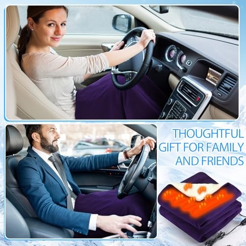 Pack Heated Car Blanket,1Volt 3 Heating Levels 60" X 43" Electric 2 Purple