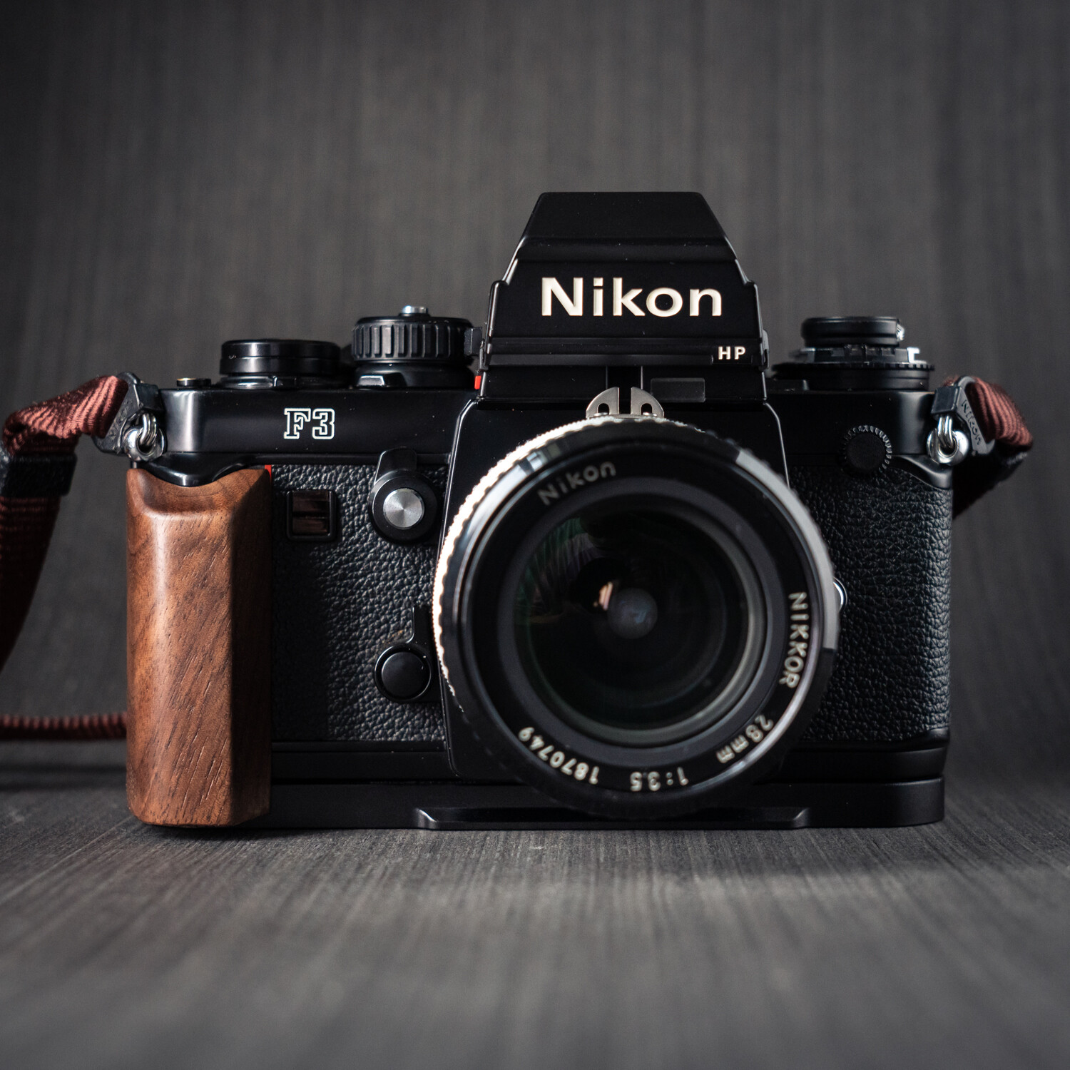 Wood L Hand Grip Holder with Aluminum Alloy Baseplate For Nikon F3 F3HP F3T F3AF