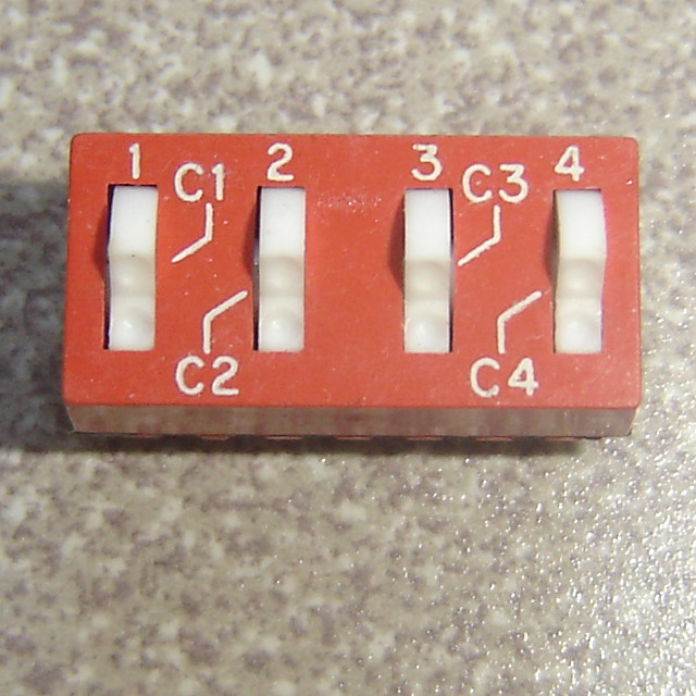 Grayhill Dip Switch 4 position, Gold Leads Lot of 3