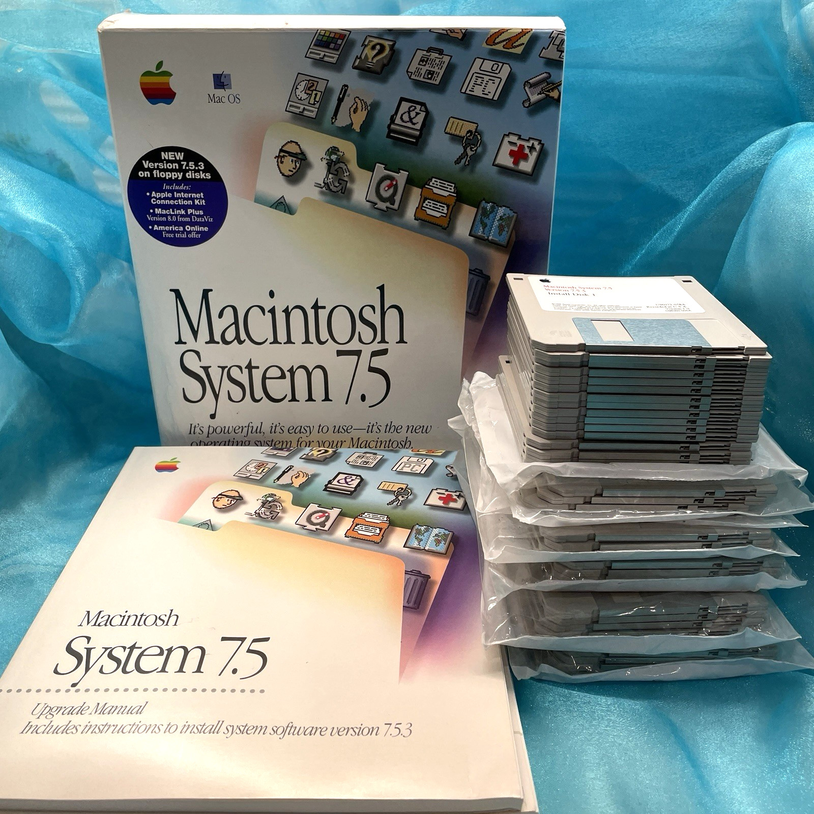 1996 Macintosh System Software 7.5 Version 7.5.3 Floppy Disks 20 Sealed, 20 Used