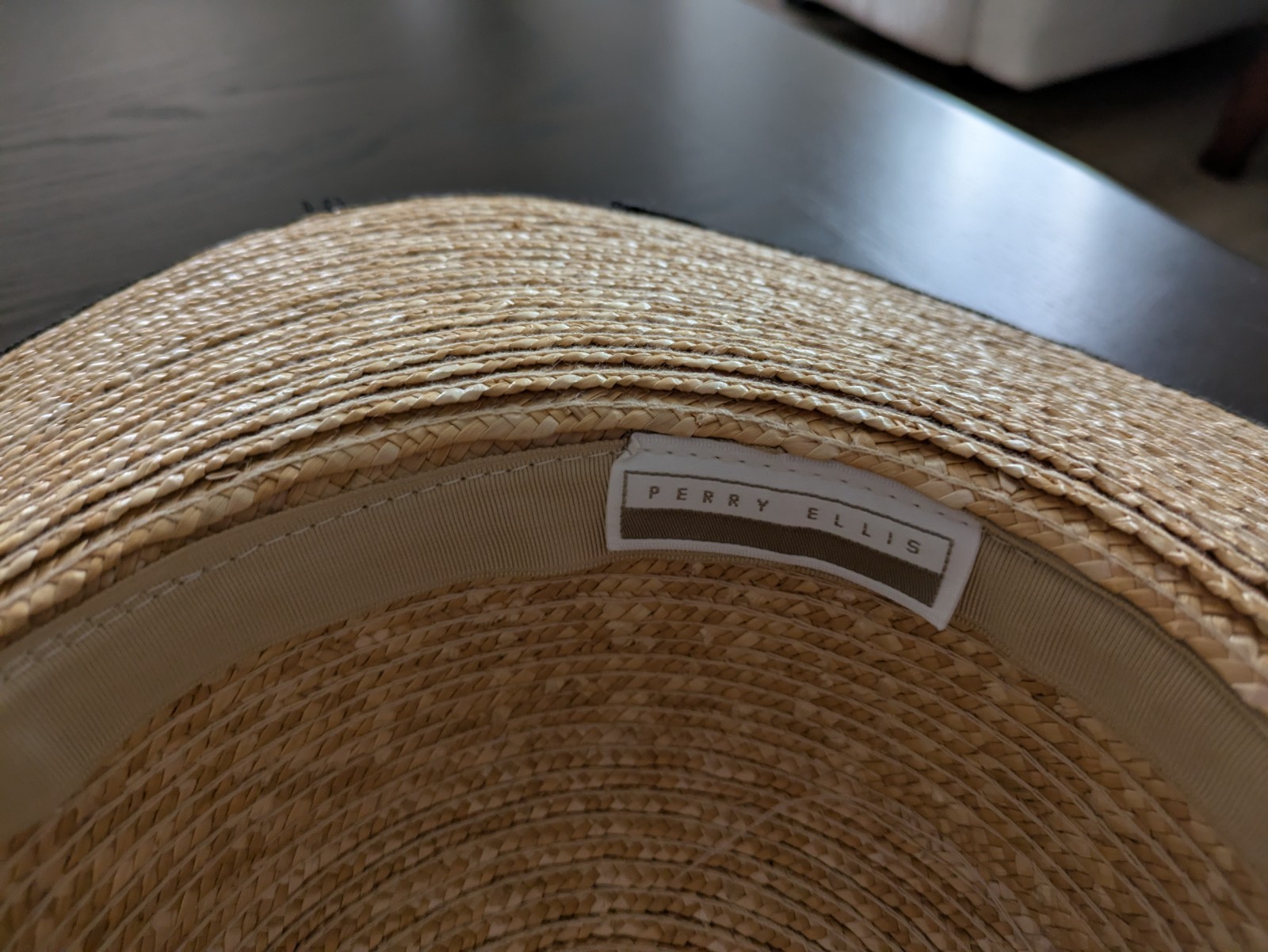 Perry Ellis Raffia Straw Hat Boater Style Womens With Bow