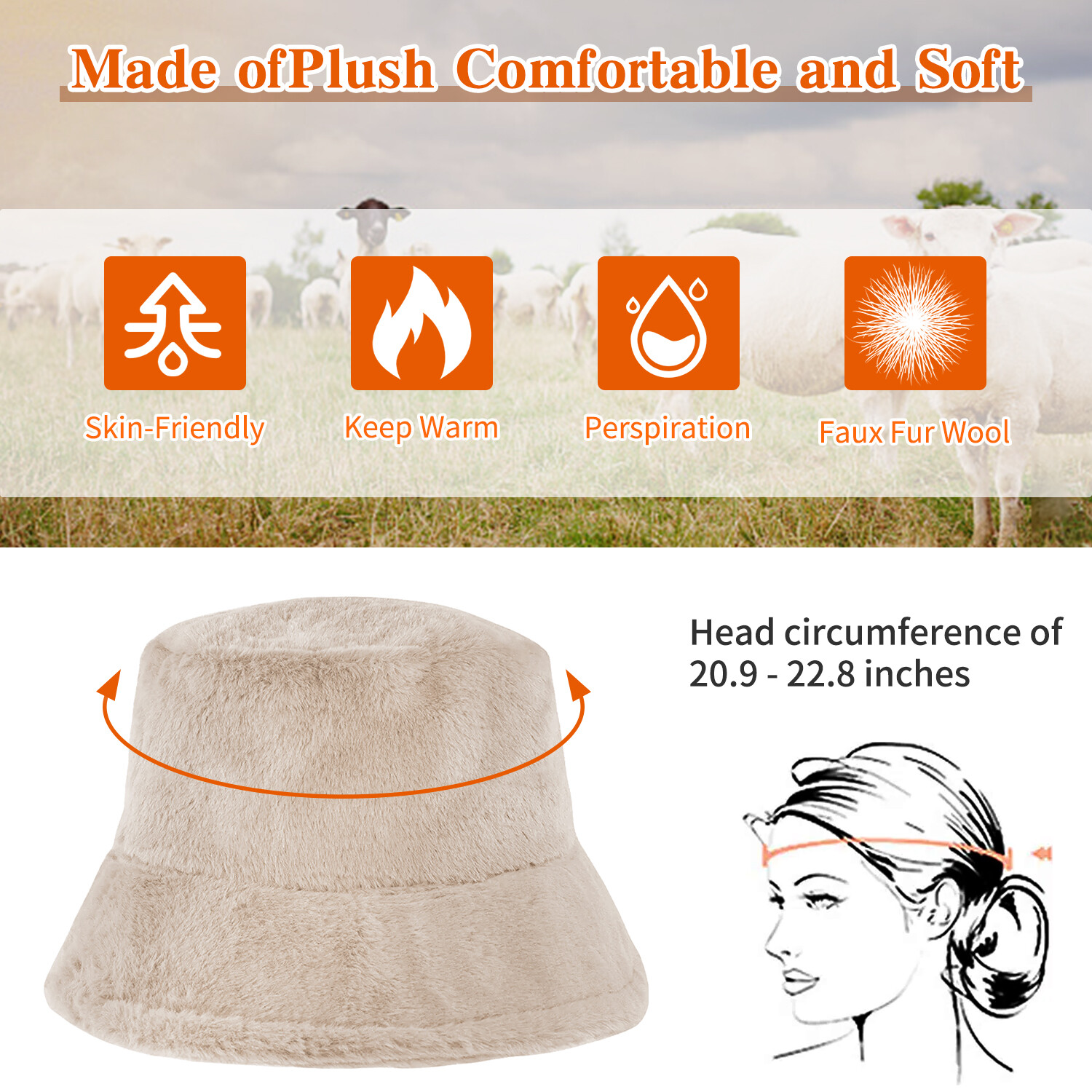 Women Fluffy Faux Fur Sherpa Fuzzy Vintage Warm Fisherman Hats Winter Bucket Hat