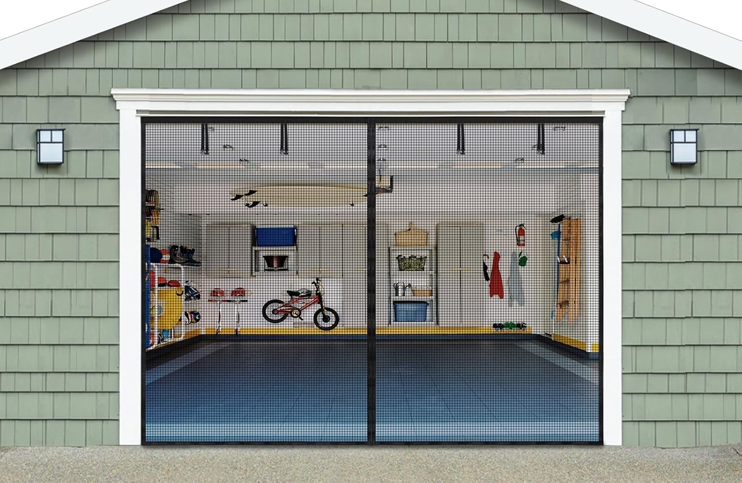 Magnetic Garage Door Screen for 1 Car Garage, 9x7 FT/ 110"x84" Black