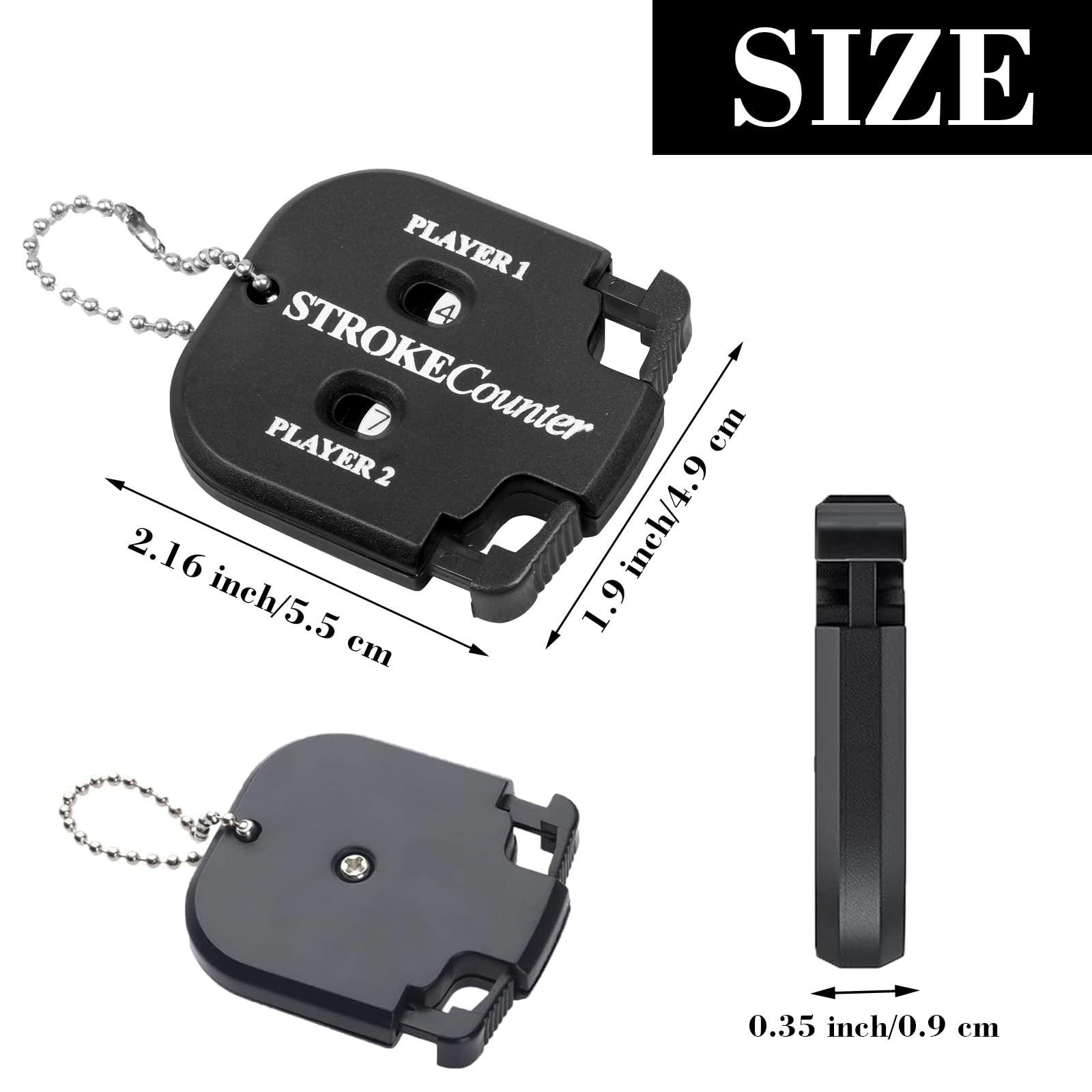 2 Pack Golf Stroke Counter with Key Chain, 2 Player Golf Clicker Counter Hand...