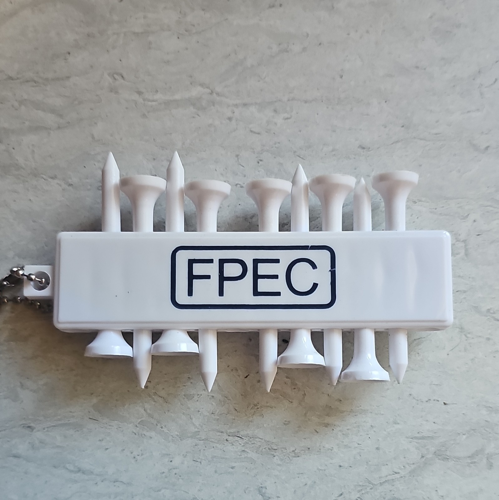 FPEC White Plastic Golf Tee Holder Keychain with Tees, 2.75 in