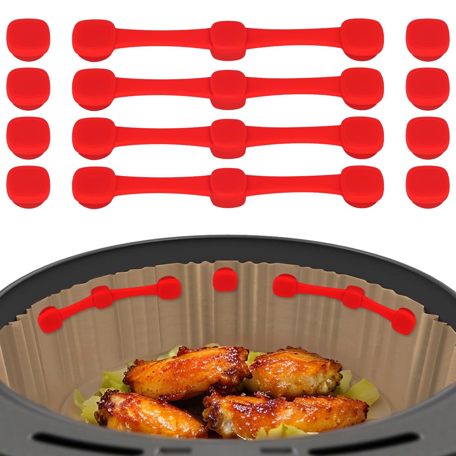 Air Fryer Magnets for Parchment Paper, Upgraded Powerful Magnetic 12PCS, Red