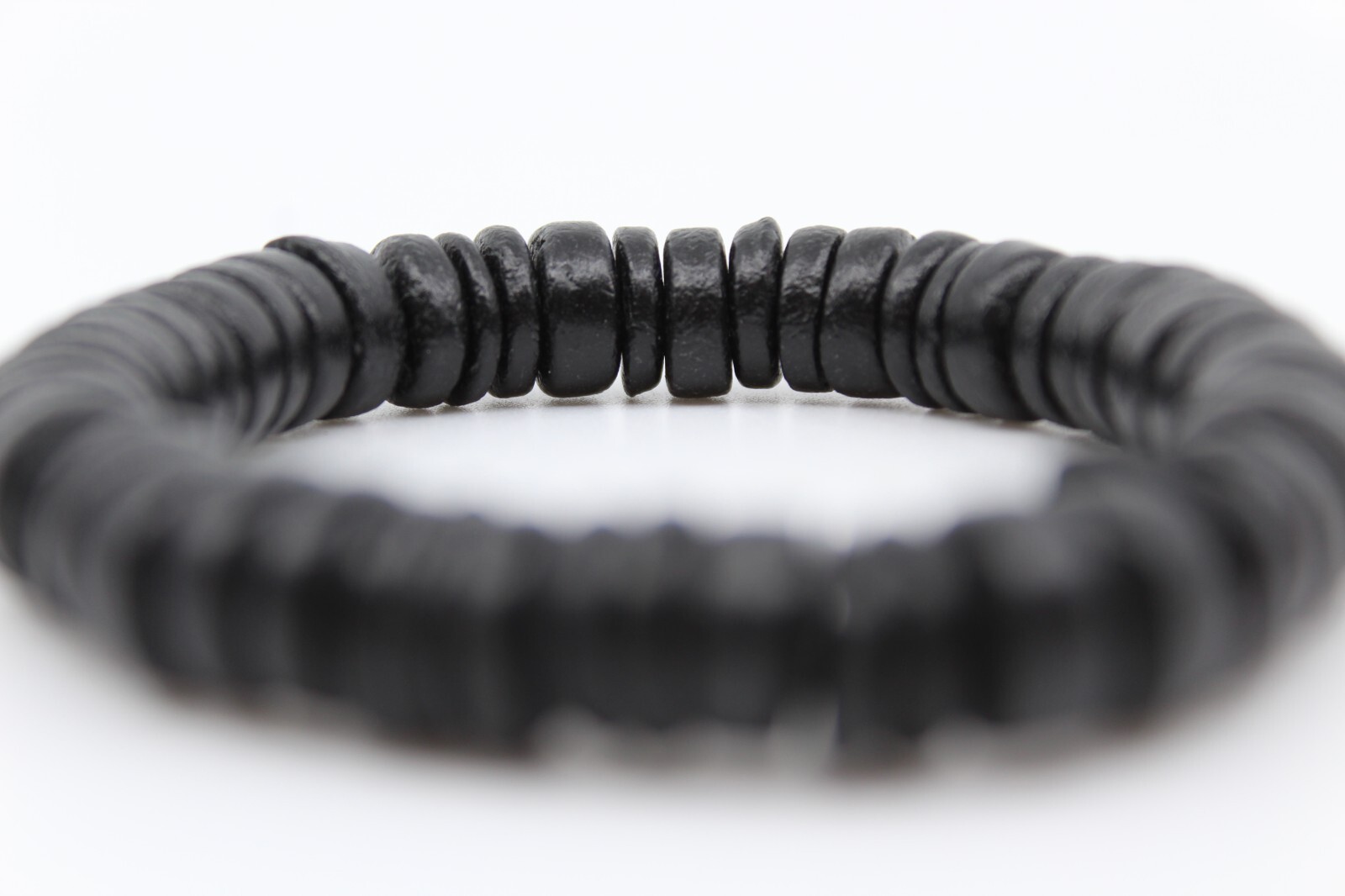 Coconut Shell Bracelet - 7", Black Coconut Shell (Thick), Hawaiian Surfer Style