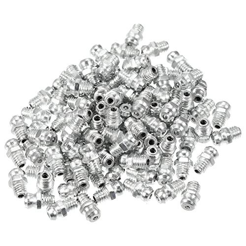 100 Pcs M6x1 Grease Nipple Fitting Straight 180 Degree Angle Galvanized M6x1.0
