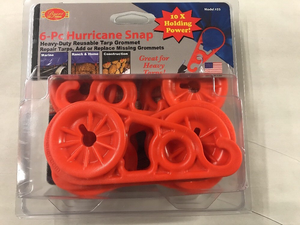 NEW Byers 6-Piece Hurricane Snaps Pack Tarp Grommet USA FREE SHIPPING