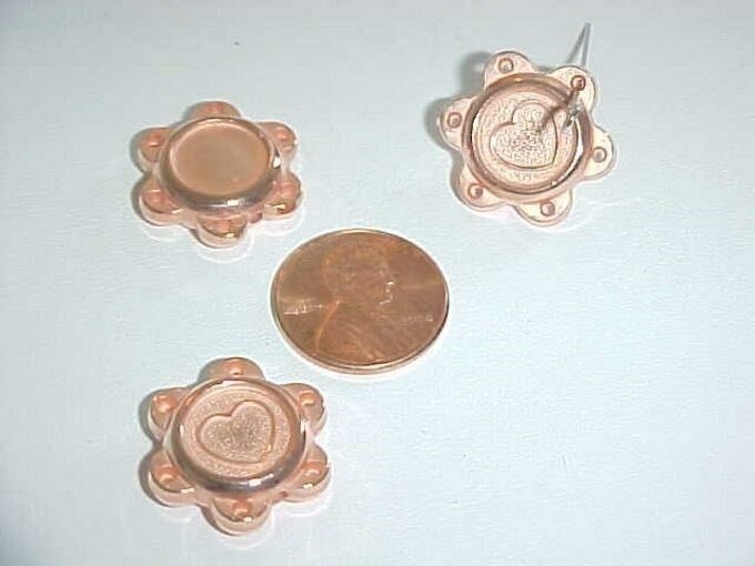 24 VINTAGE COPPER COATED FLOWER HEART ACRYLIC SETTING BEAD CONNECTORS L812