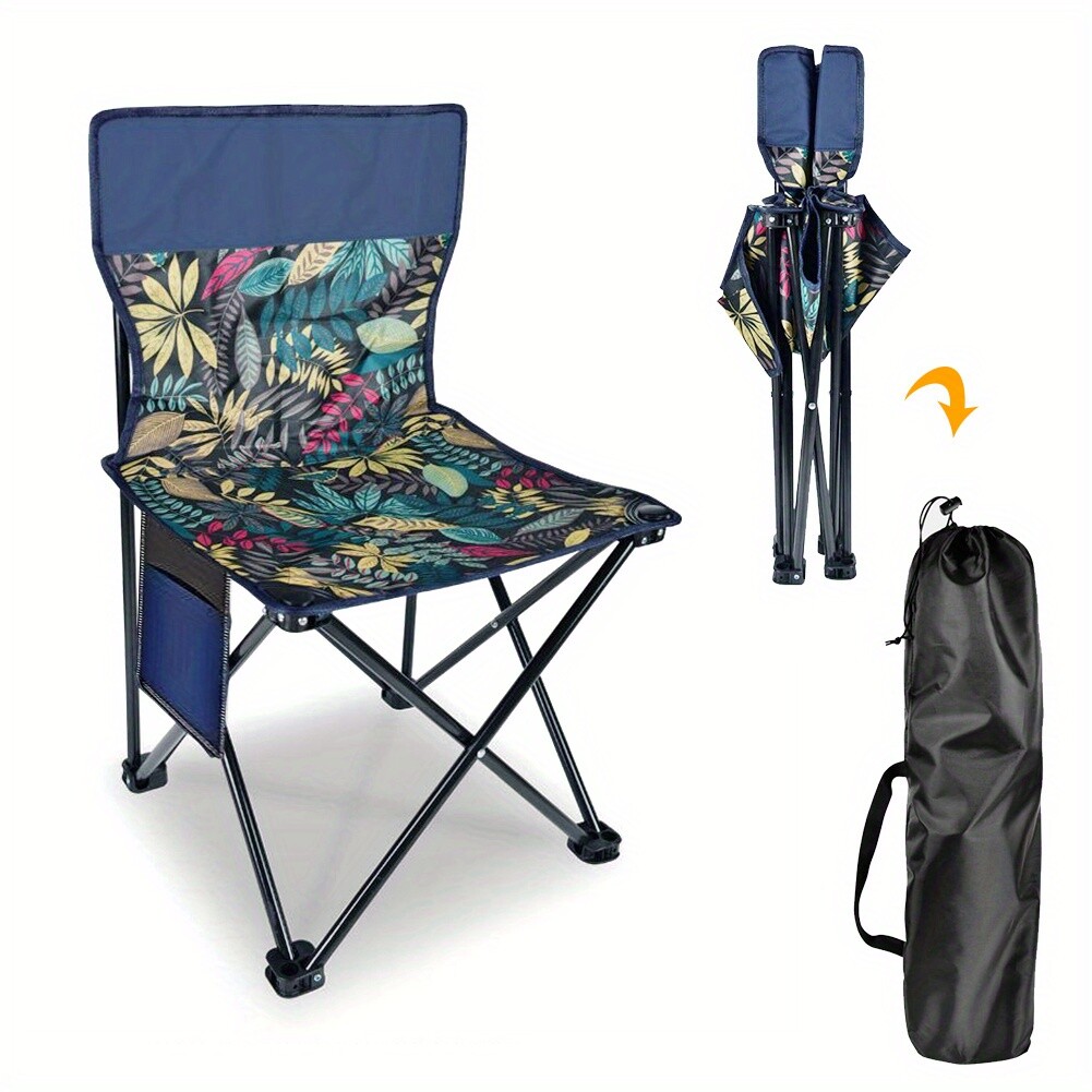 Portable Metal Frame Camping Chair - Lightweight Foldable, Easy to Carry & Store