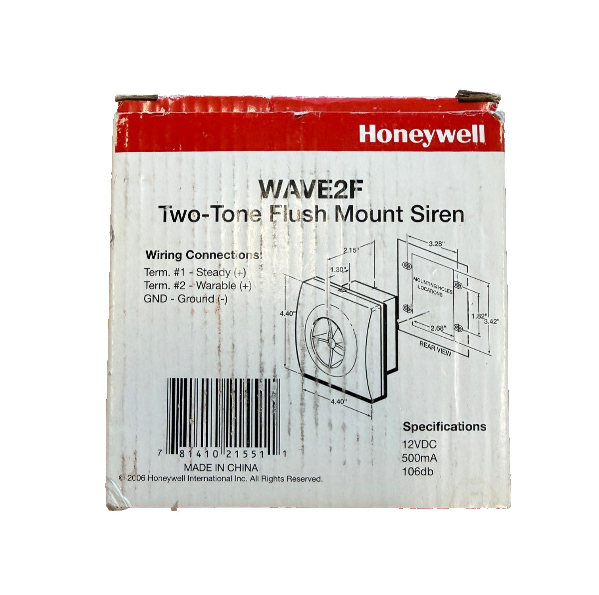 HONEYWEL WAVE2F Two-Tone Flush Mount Siren Security Alarm