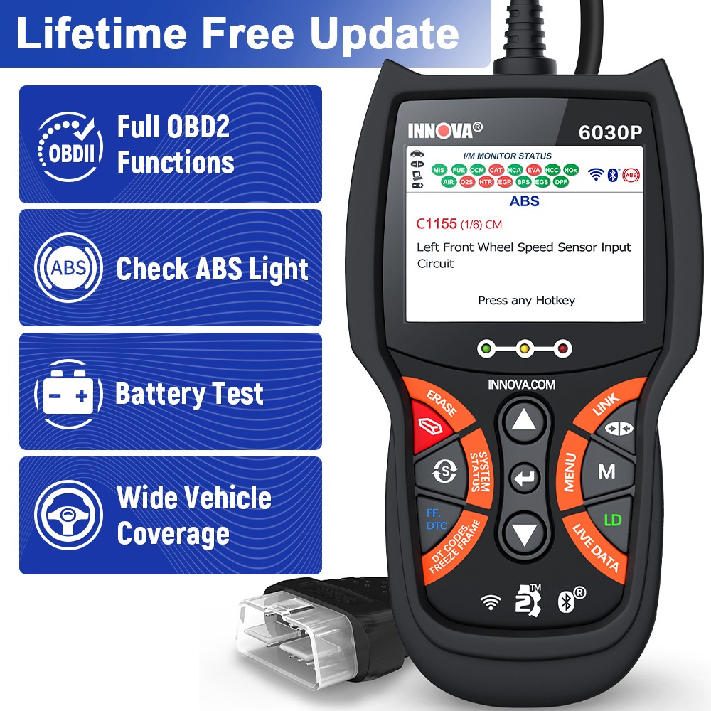 INNOVA 6030P OBD2 Scanner ABS Check Engine Battery Reset Code Reader Diagnostic