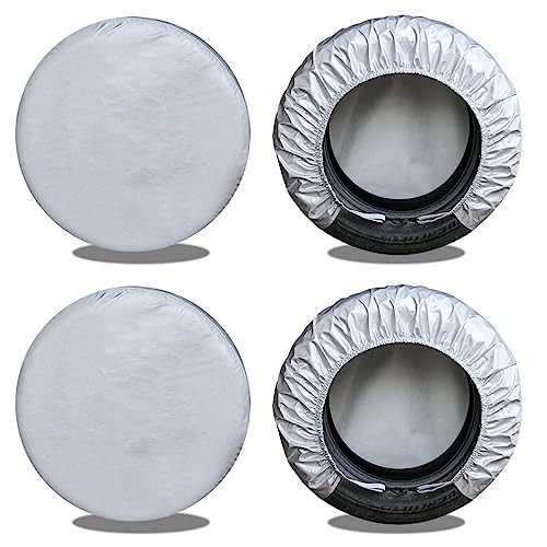 Rv Tire Covers Set of 4, T3-L-27-29 Inch Tire Diameters Four-Aluminum-Silve