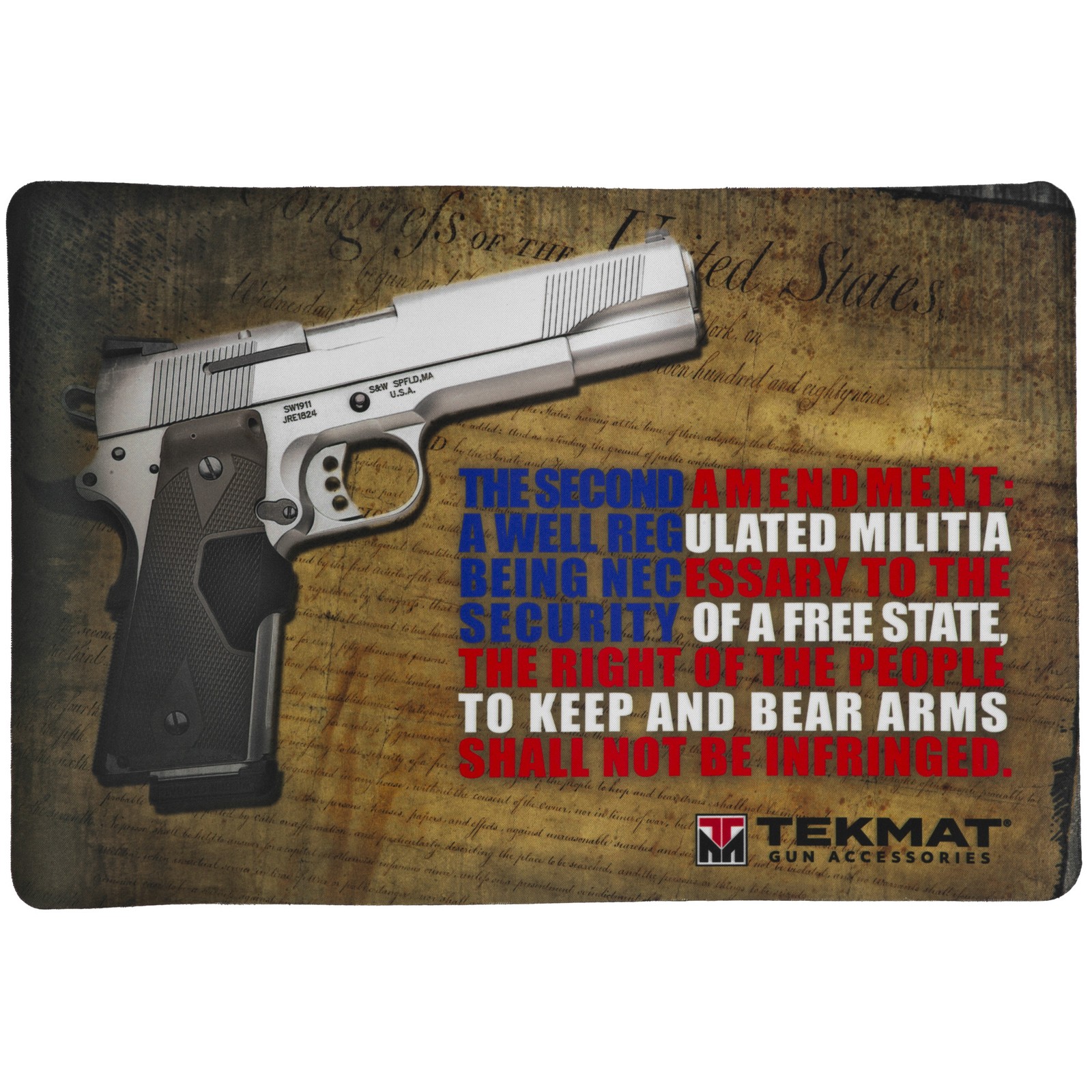 TekMat TEKR172AMEND Right To Bear Arms Cleaning Mat Multi-Color Rubber 11"x17" 2