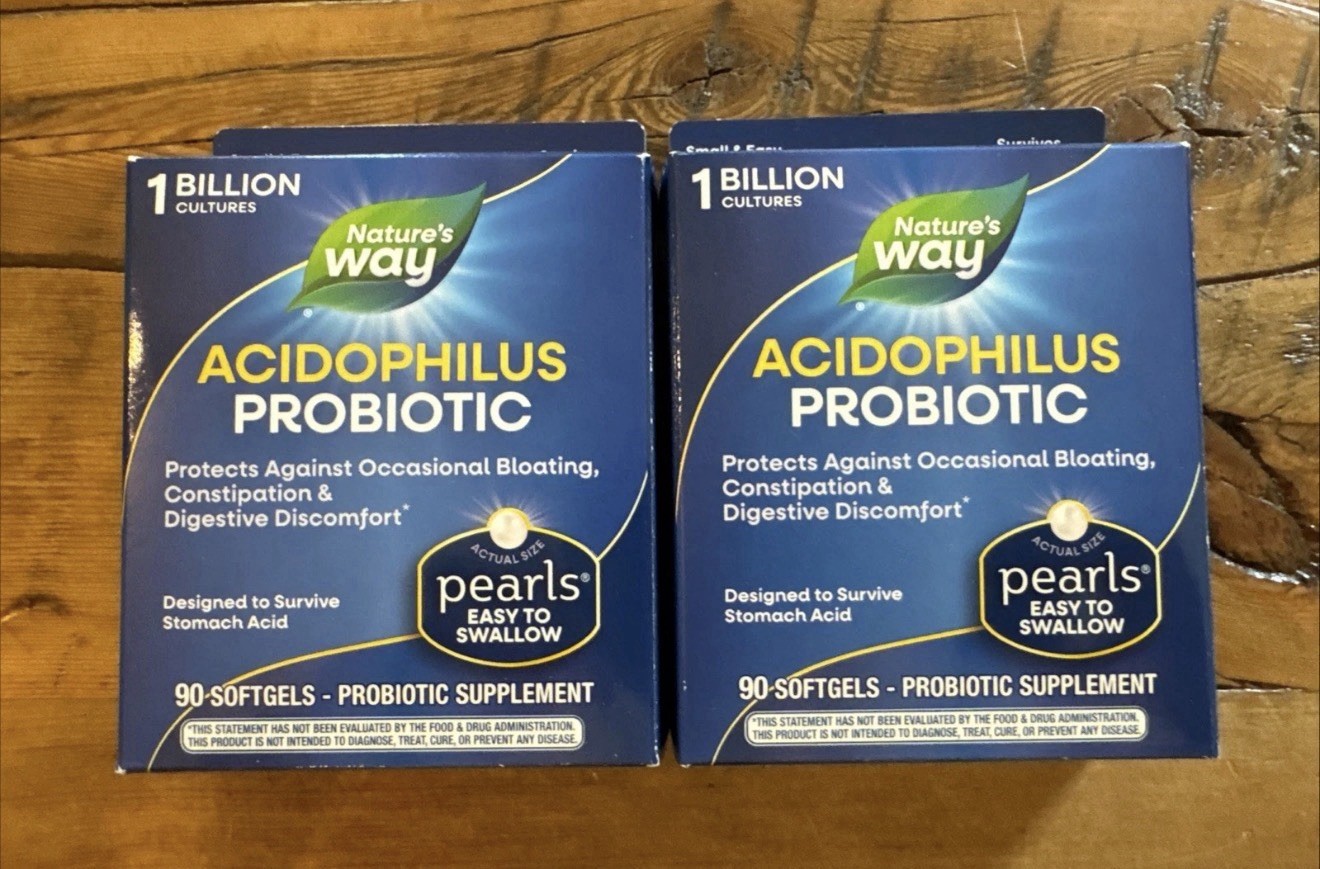 Nature's Way Probiotic Pearls Acidophilus, Digestive and 90 Count 2 Pack