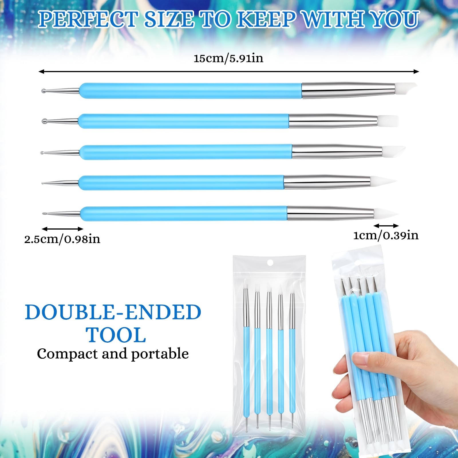 50 Pcs Silicone Clay Sculpting Tools 10 Sets Polymer Clay Tools Dotting Embos...
