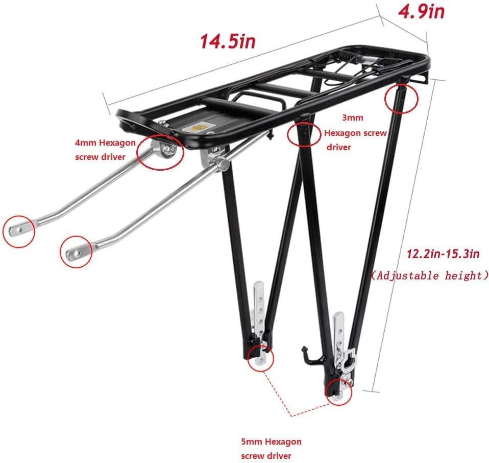 Bike Cargo Rack Universal Adjustable Rear Luggage Touring Carrier