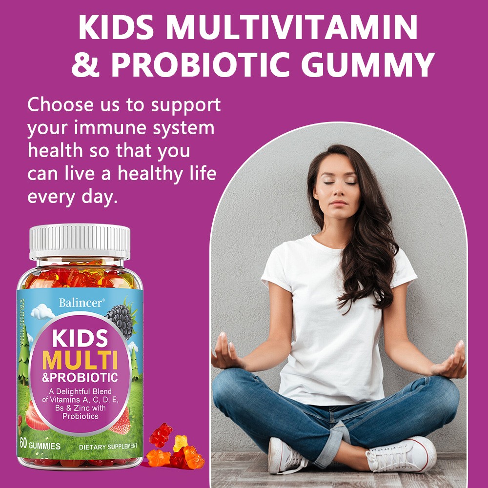 Kid Multi Probiotic Multivitamin With Vitamin A C D E B Zinc 60 Gummies