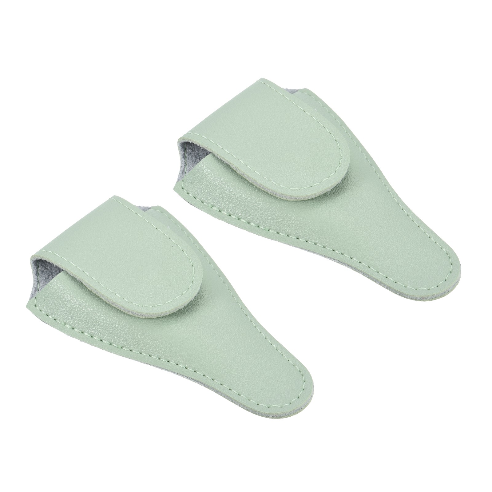 2Pcs 4.5"x2.6" PU Leather Embroidery Scissor Sheath Protective Cover Light Green