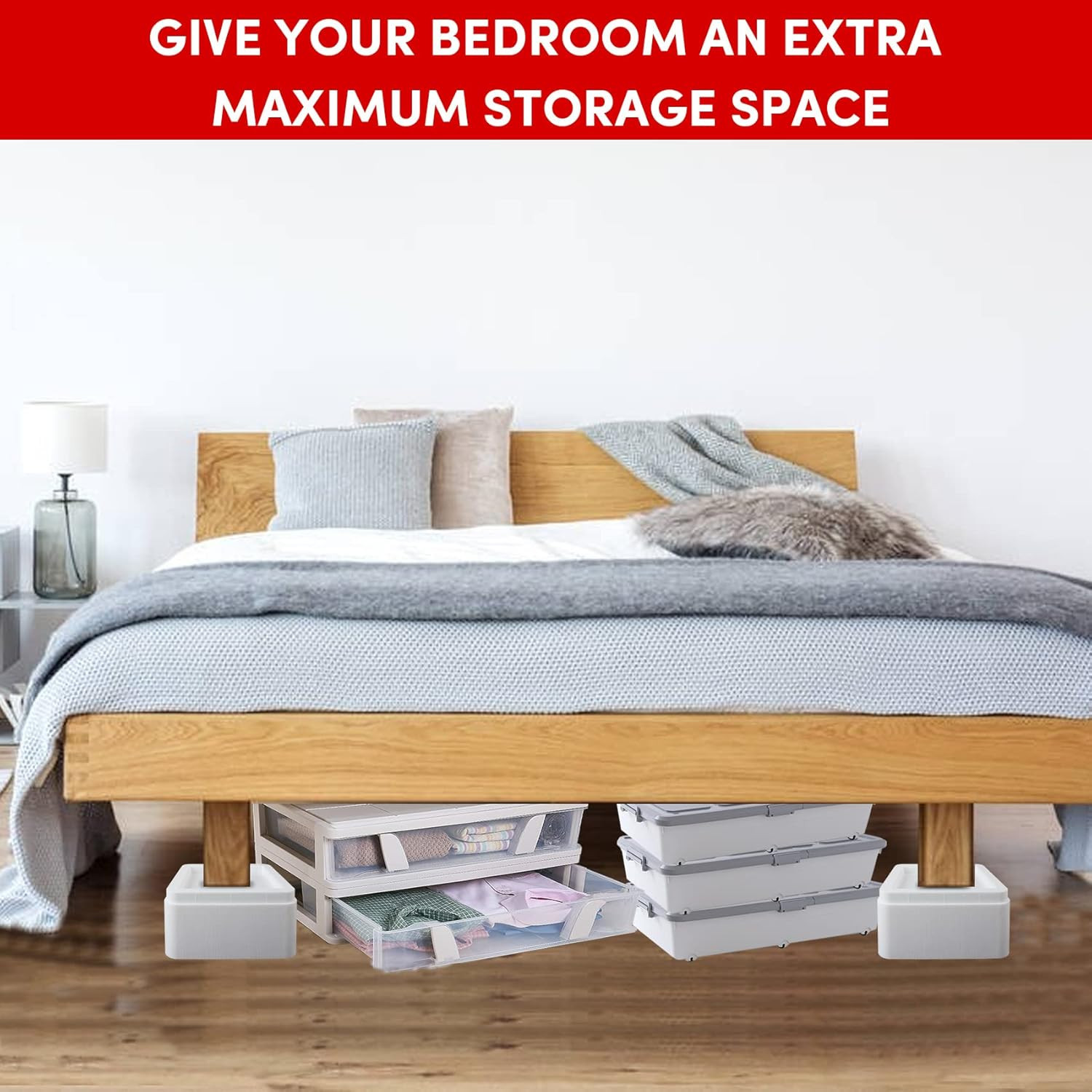 Oversized Bed Risers Heavy Duty Stackable 4 Pack, Furniture Risers for Sofas 3 I