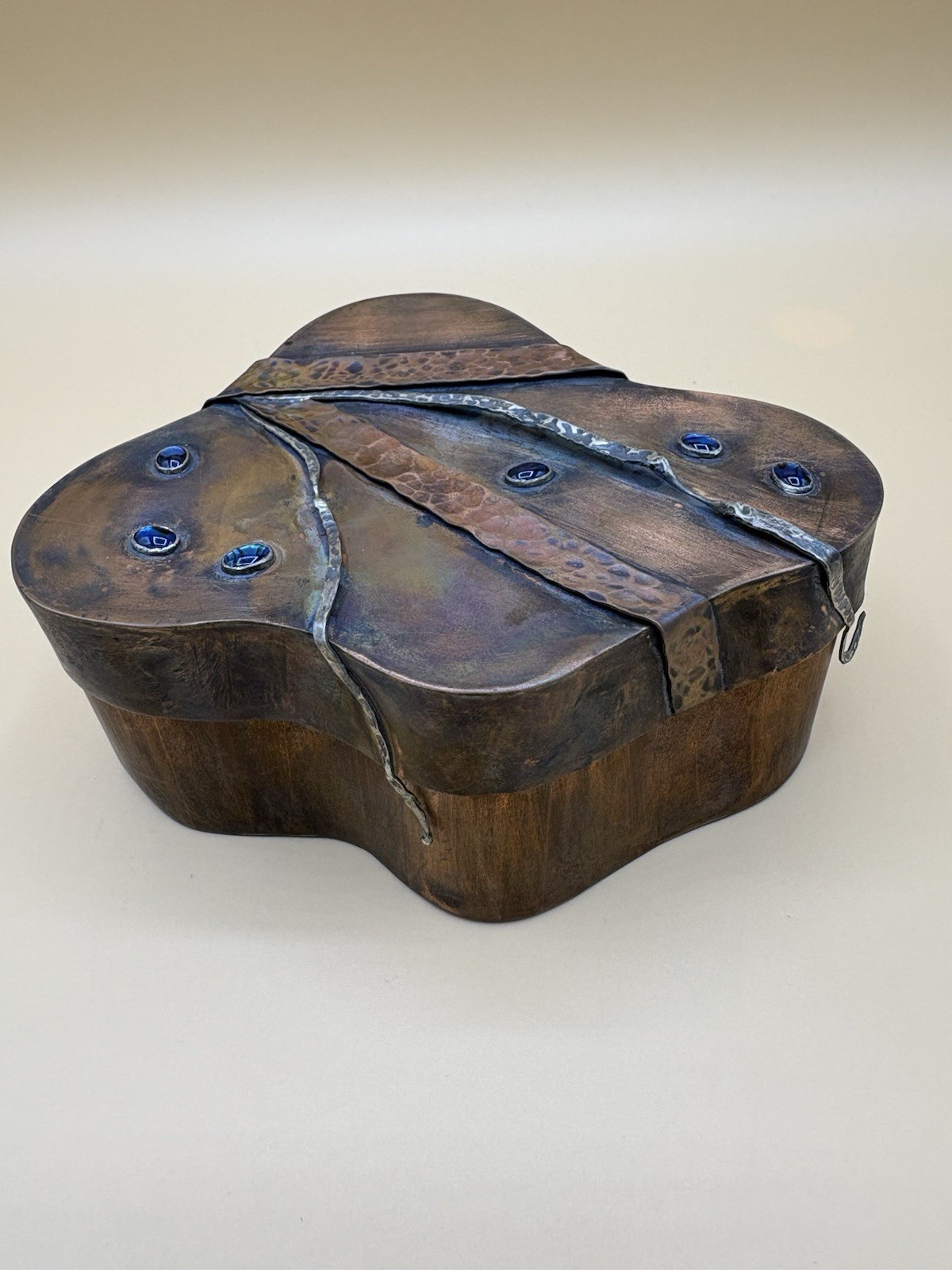 Hand Crafted Lidded Copper Box, Amoeba Shape