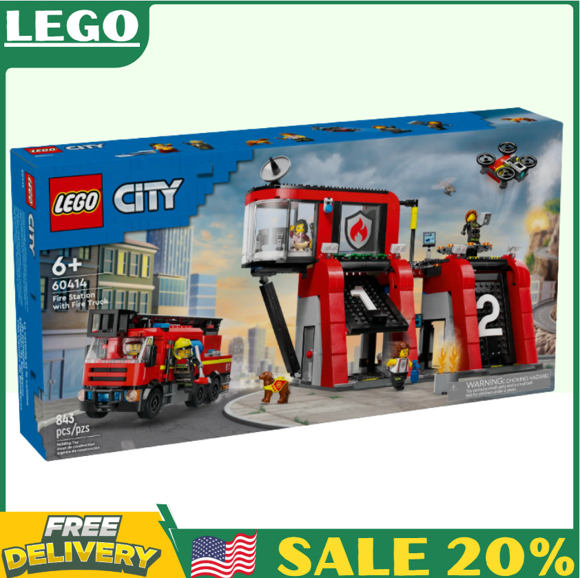 LEGO City Fire Station 60414 Toy Playset with Fire Engine New In Box