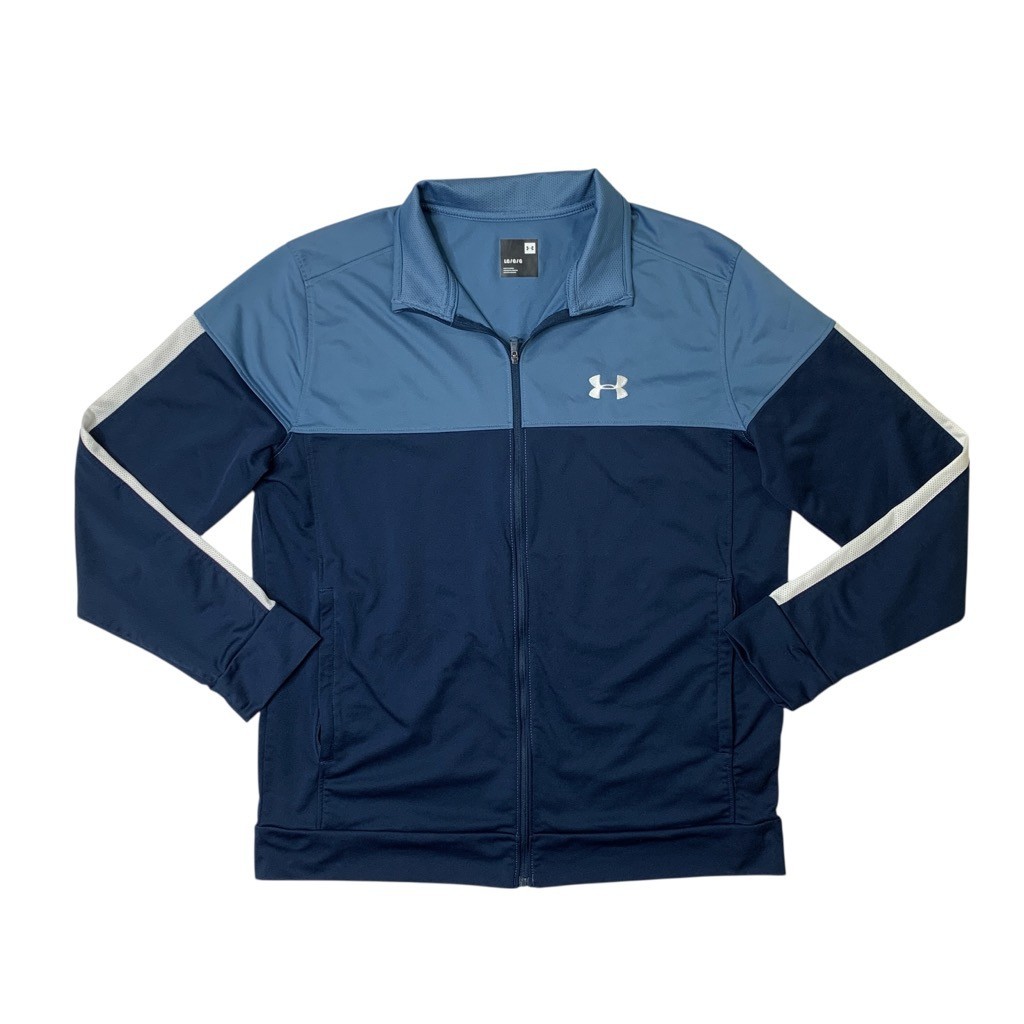 Under Armour Jacket Mens L Large Cadet Navy Sportstyle Colorblock Full Zip Track