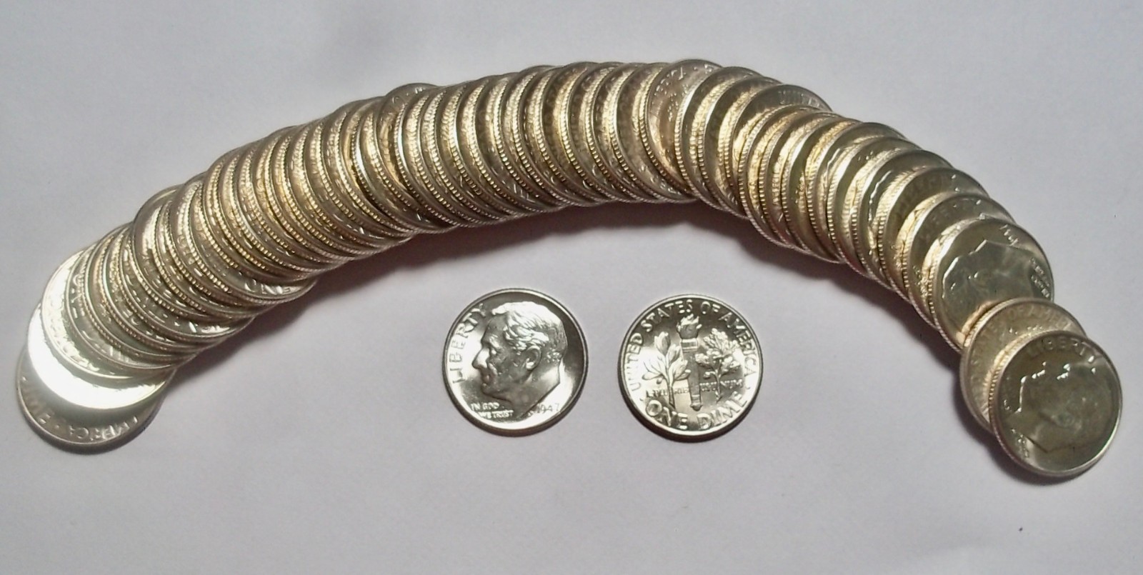 1 - 1947 - P  - ROOSEVELT  DIME - BU - MS -