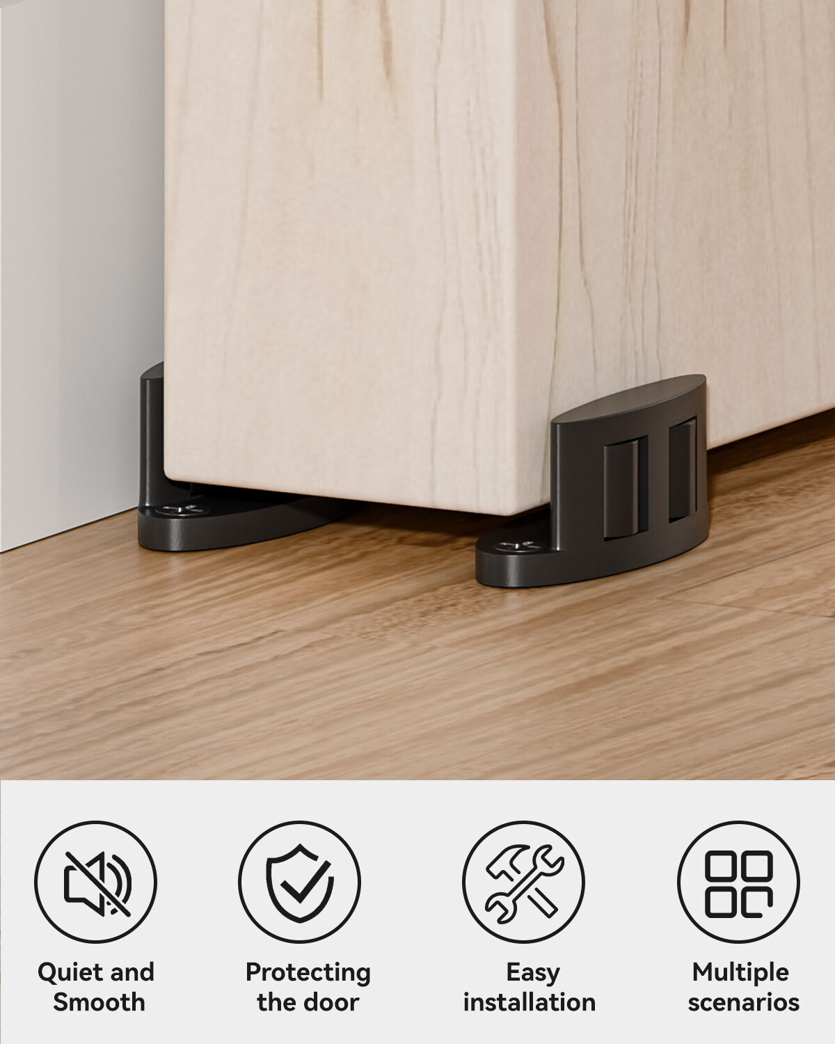 CCJH Sliding Barn Door Hardware - Floor Guide, Black,2 pcs