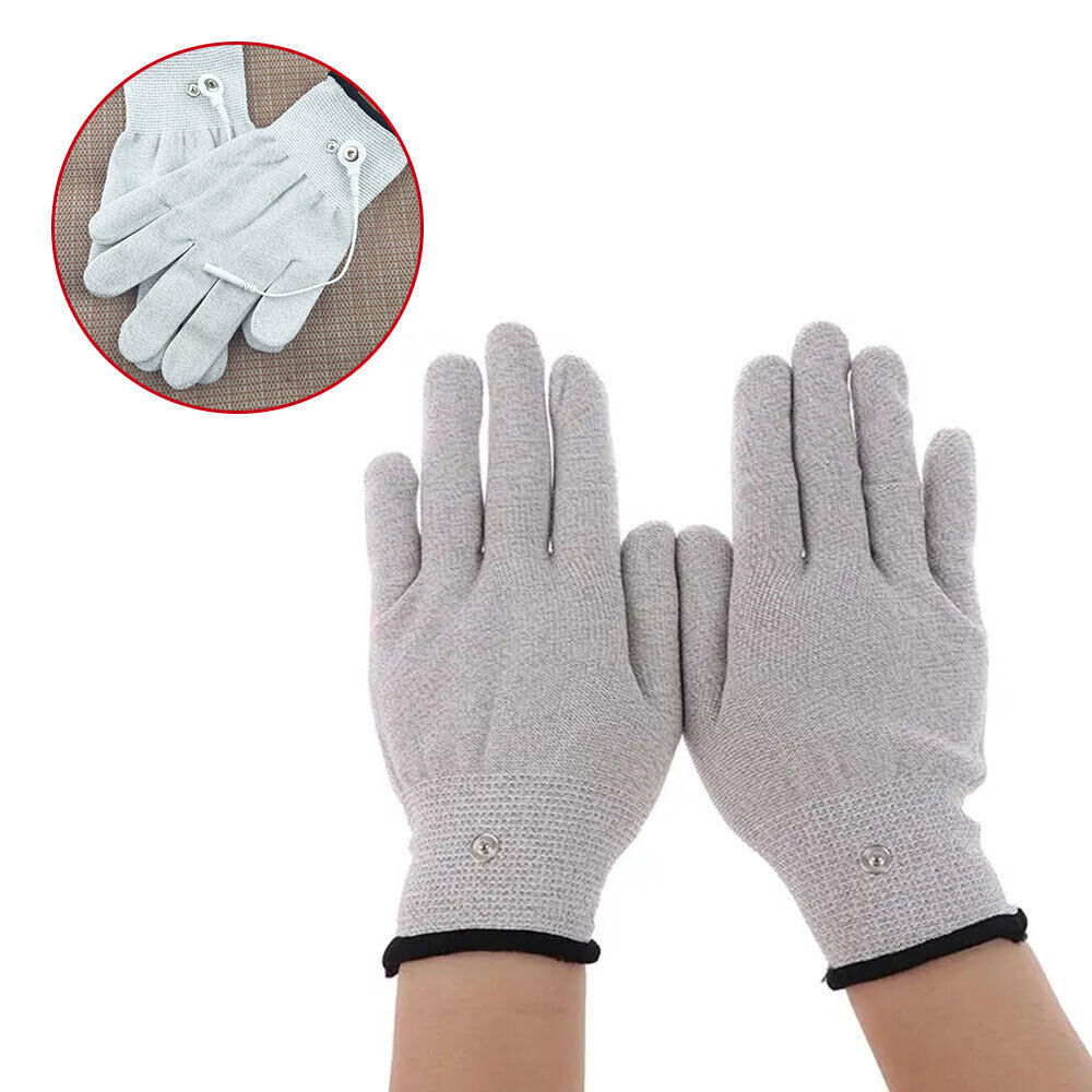 1Pair Conductive Silver Fiber Electrode Gloves Massage Pad Accessory For CareSPA