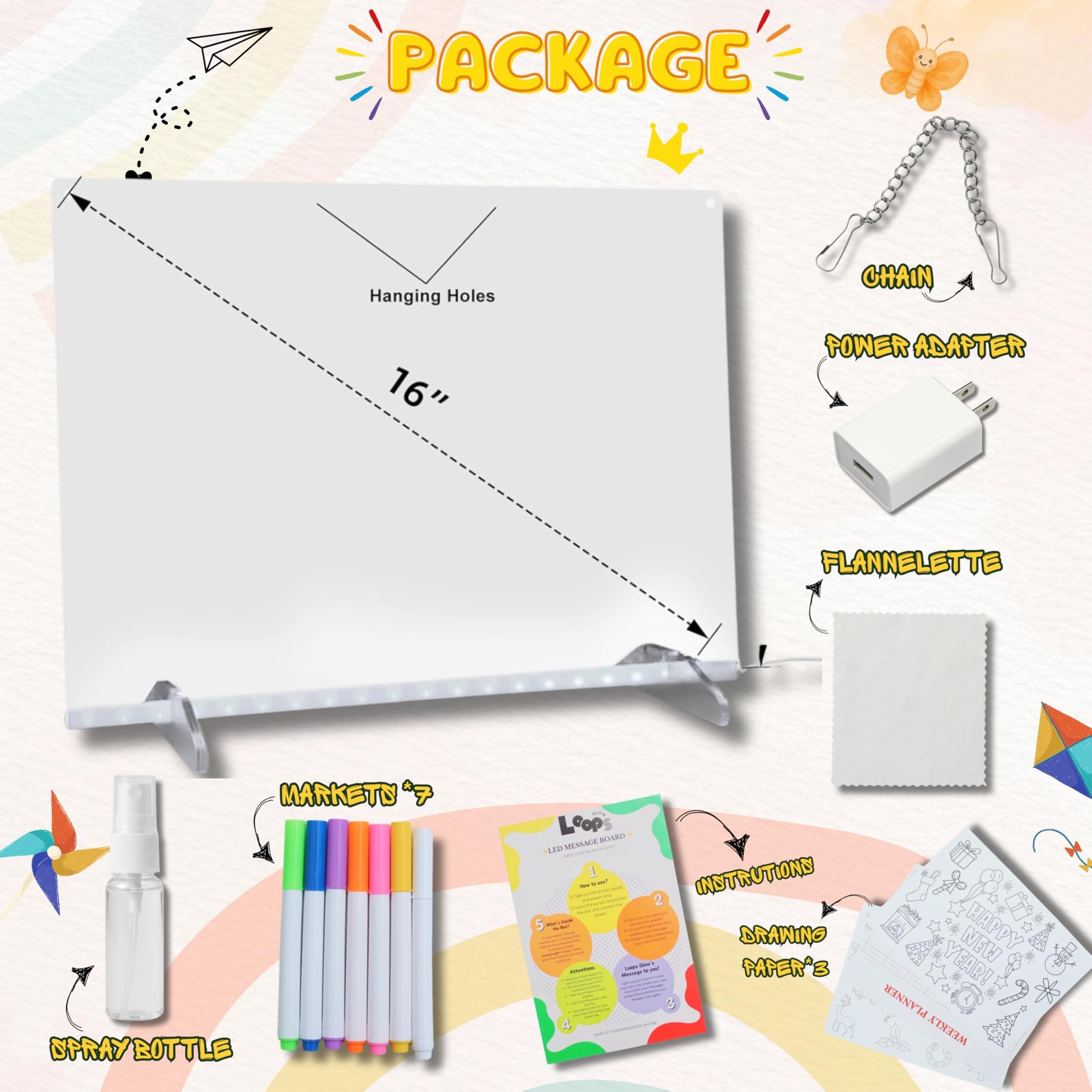 Drawing Board,13 Light Effects, Include Adapter, Drawing , Glow Doodle Note B...