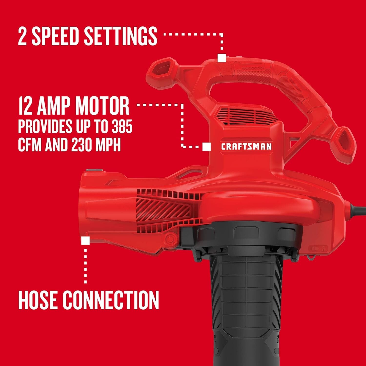 Craftsman 3-in-1 Leaf Blower Corded Electric 12 Amp Leaf Vacuum Mulcher