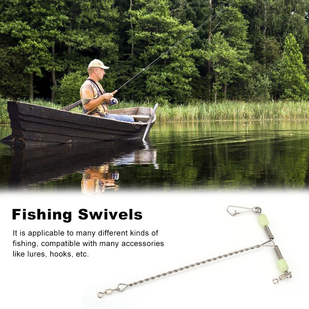 10pcs Stainless Steel Luminescent Beads Balance T Shape Snap Fishing0 EJ