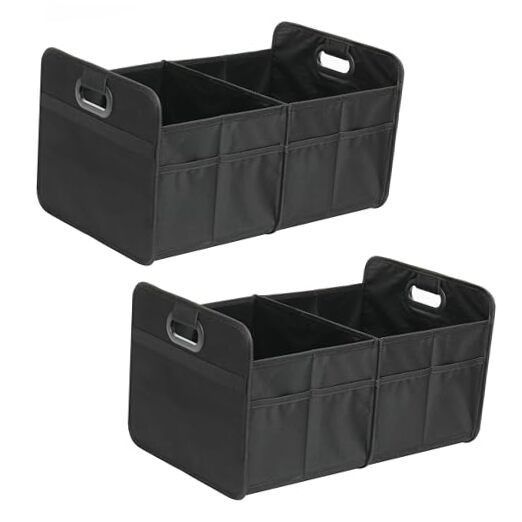 Trunk Organizer for Car/SUV/Truck, Collapsible 2 2 Compart 2 Pack Black