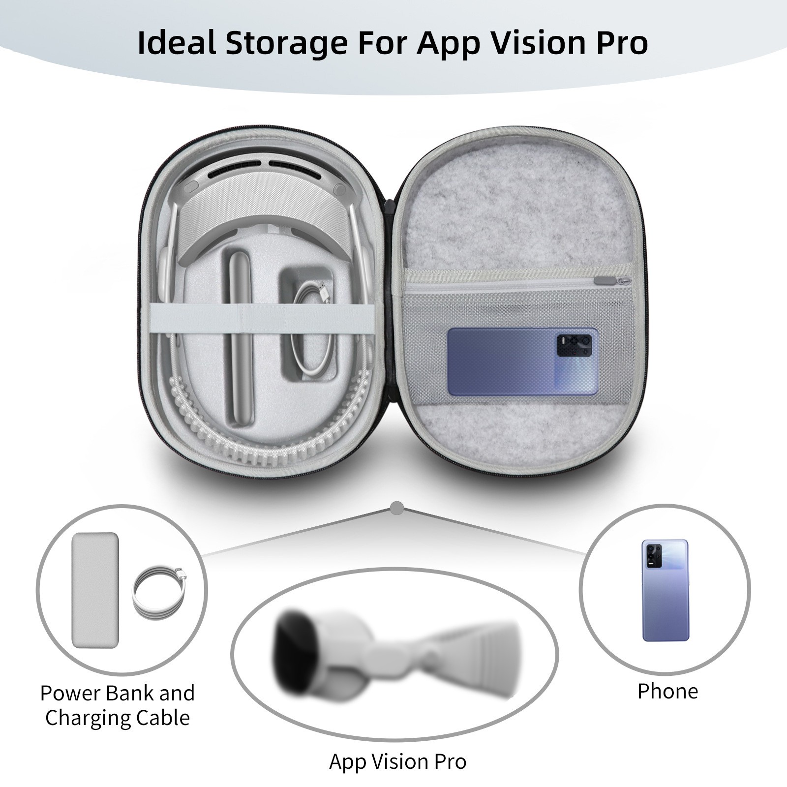 For Apple Vision Pro Shockproof Anti-scratch Protective Storage Bag Accessories
