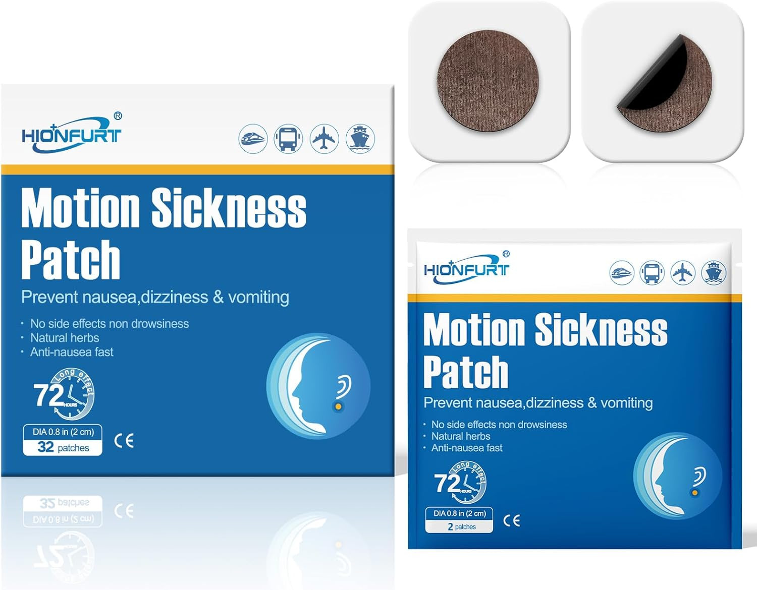16Ct Motion Sickness Patches – Sea Sickness Patches for Cruise, Car, Airplane,